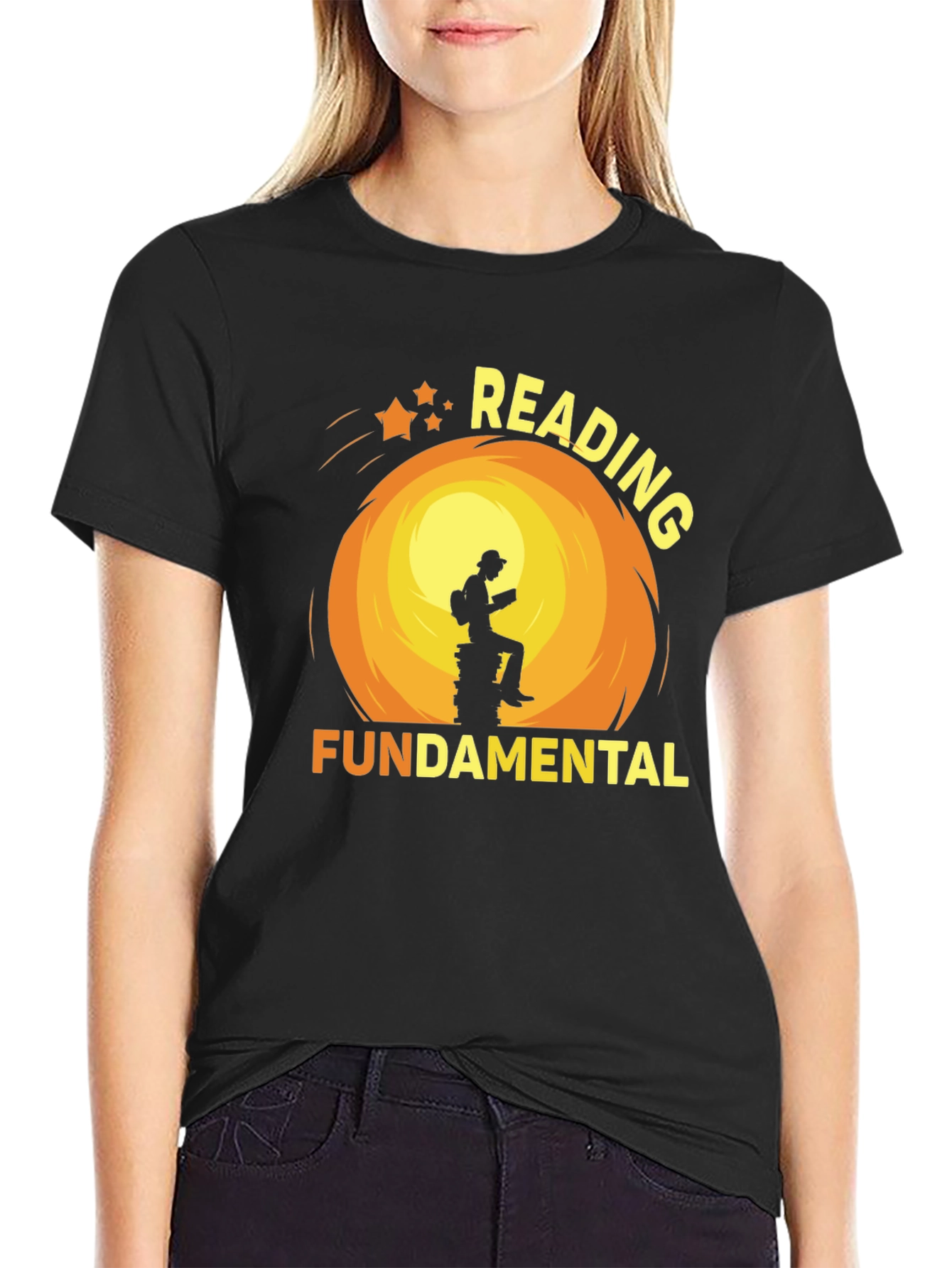 Black Reading Fundamental Black T-Shirt view 2