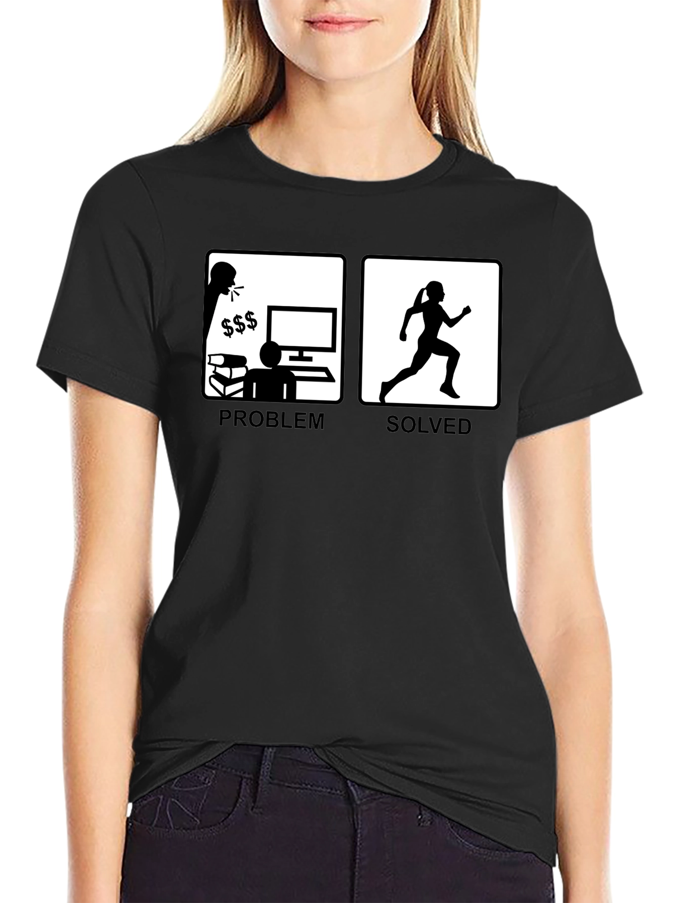 Black Problem Solved Running T-Shirt view 2