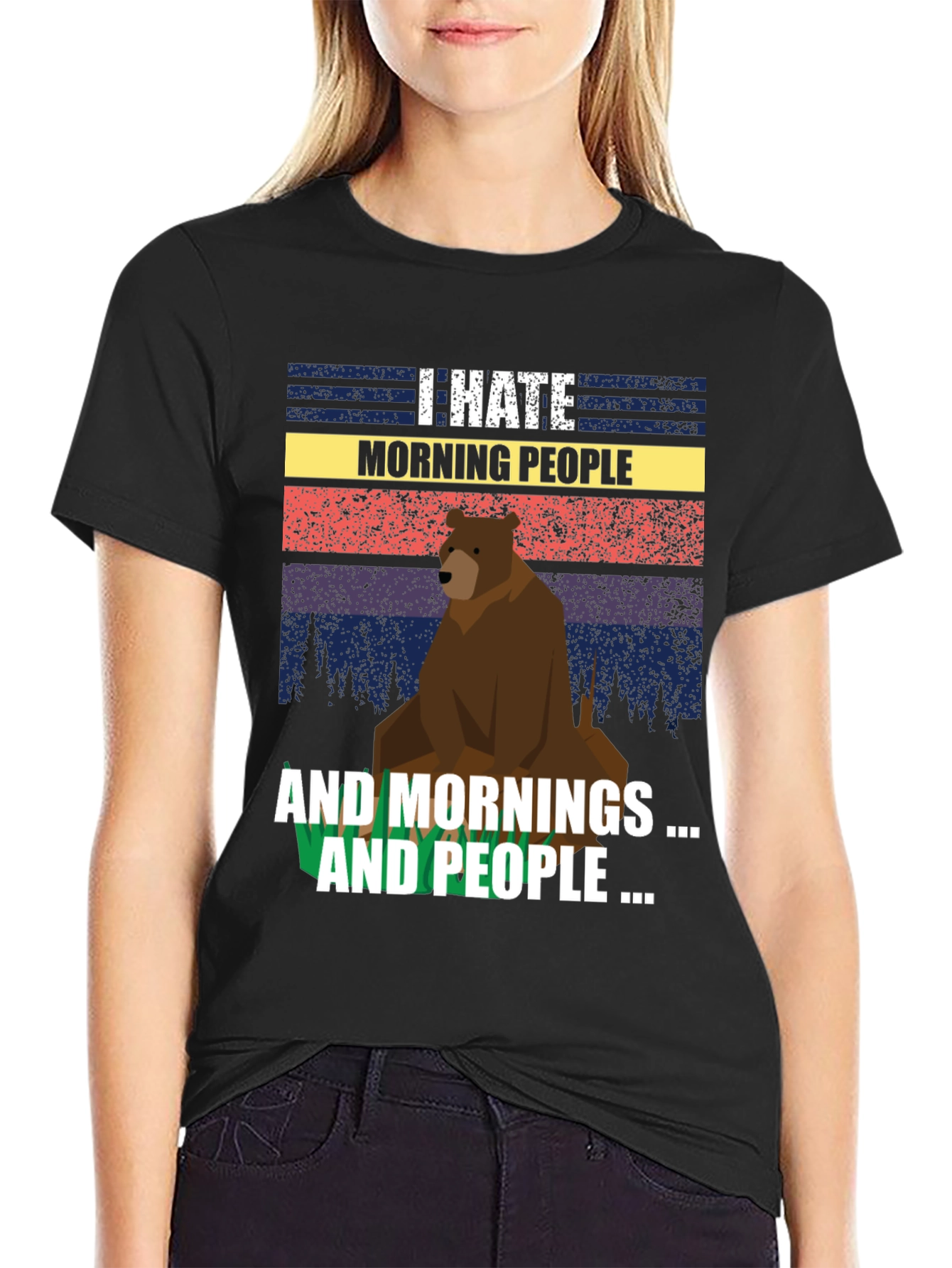 Black I Hate Morning People Graphic Tee view 2