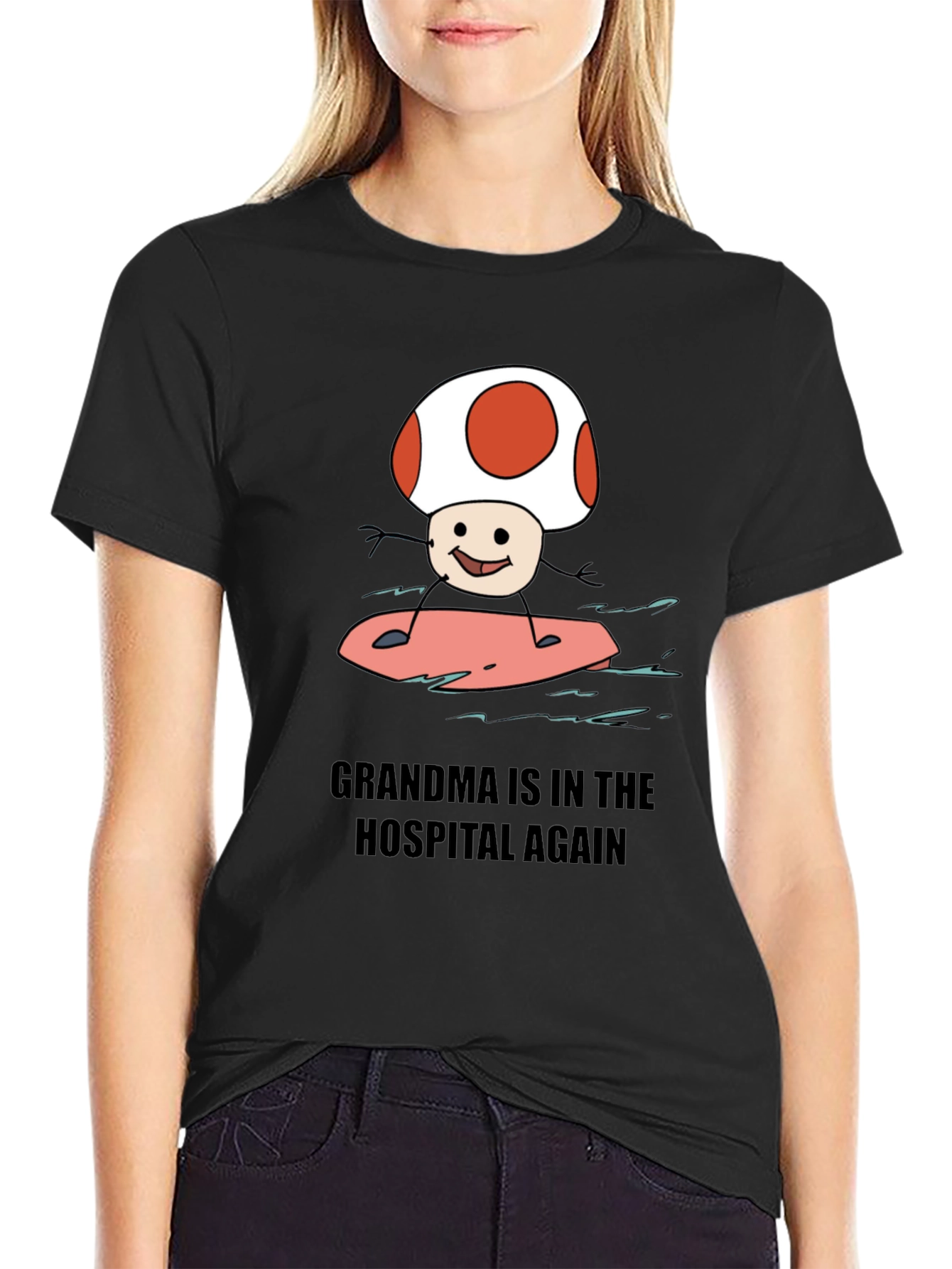 Grandma Hospital Again Funny Mushroom Surfing T-Shirt - 2