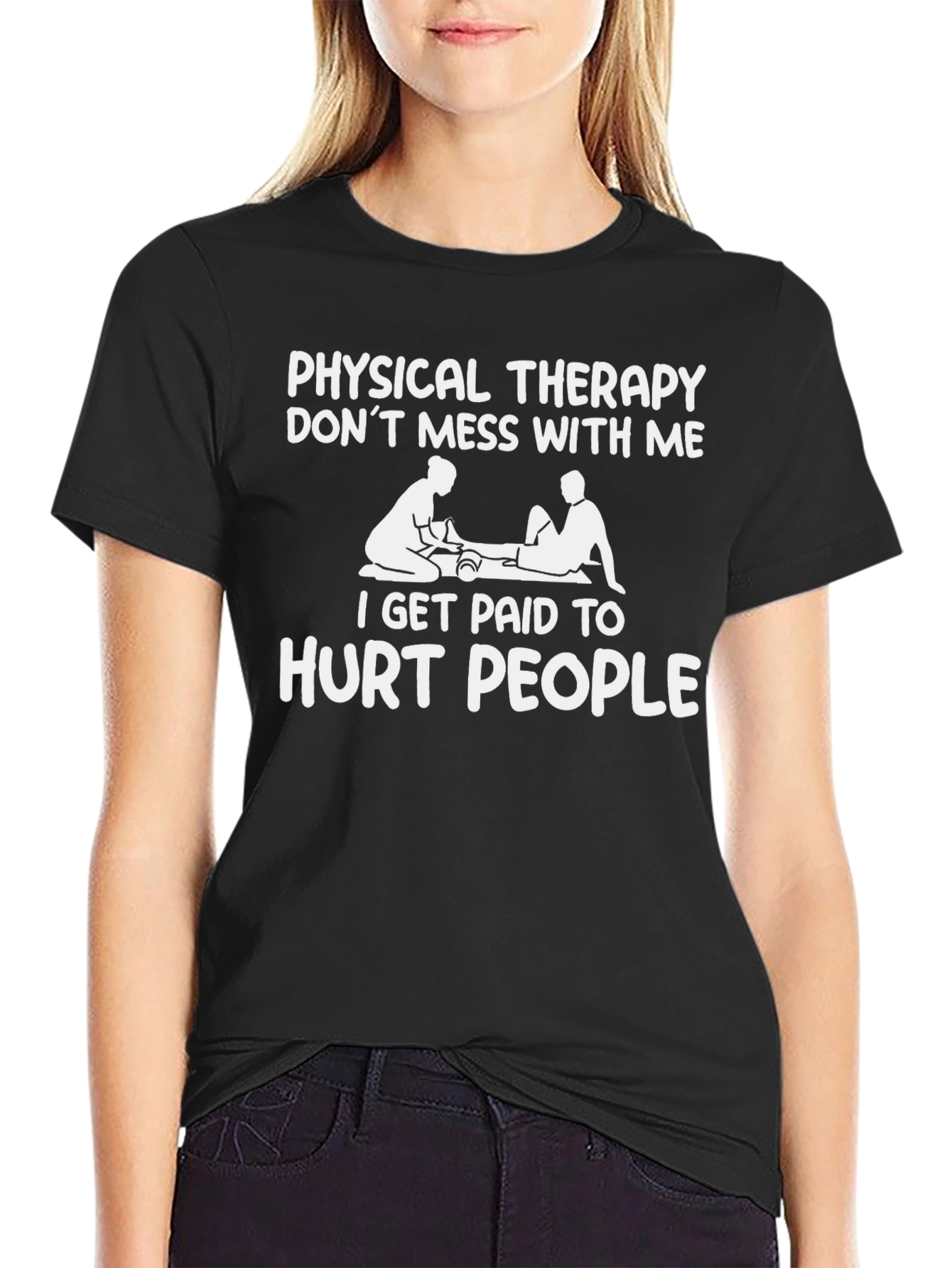 Black Physical Therapy "Hurt People" Graphic T-Shirt view 2