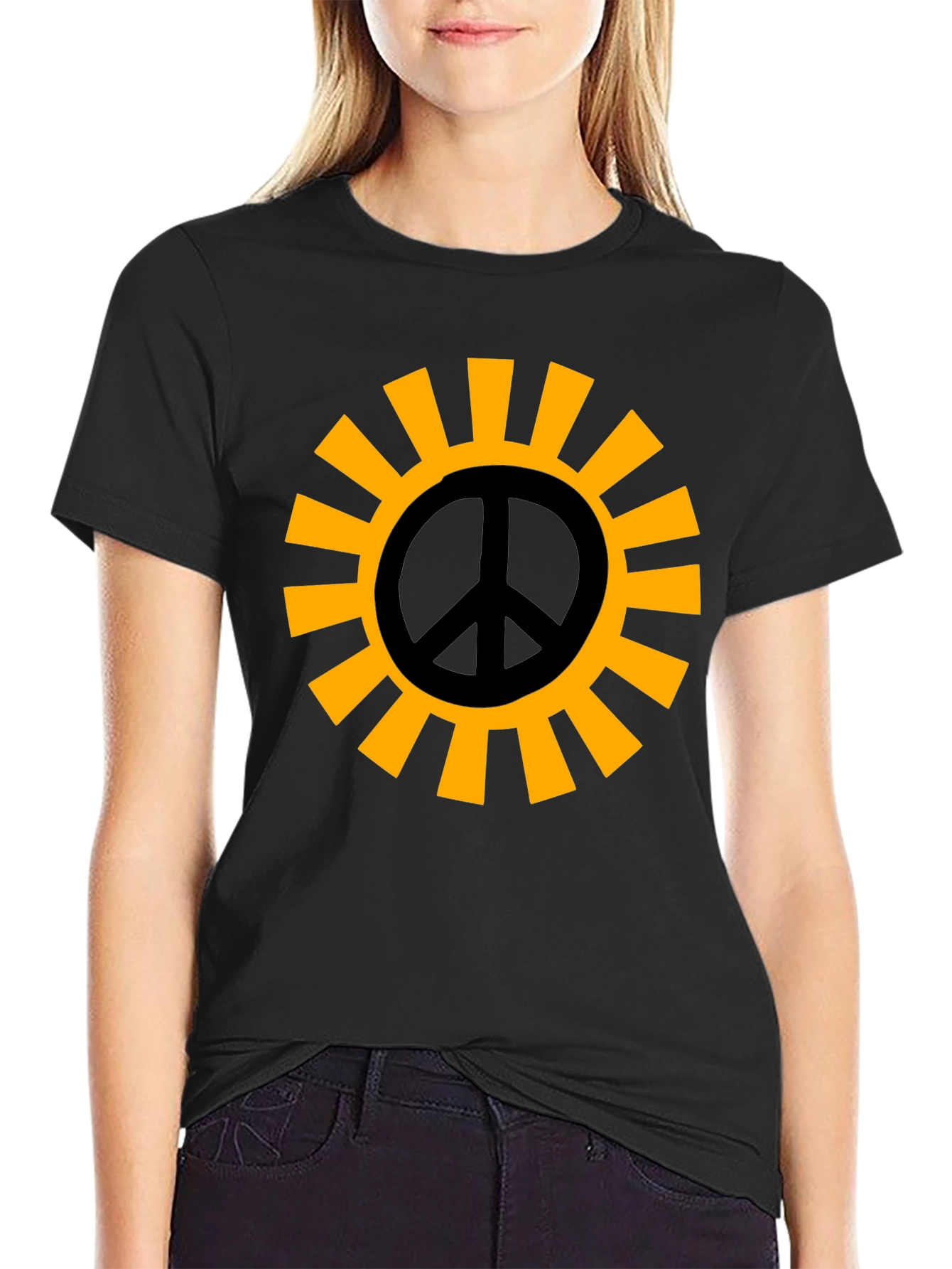 Black Peace Sun Graphic T-Shirt view 2