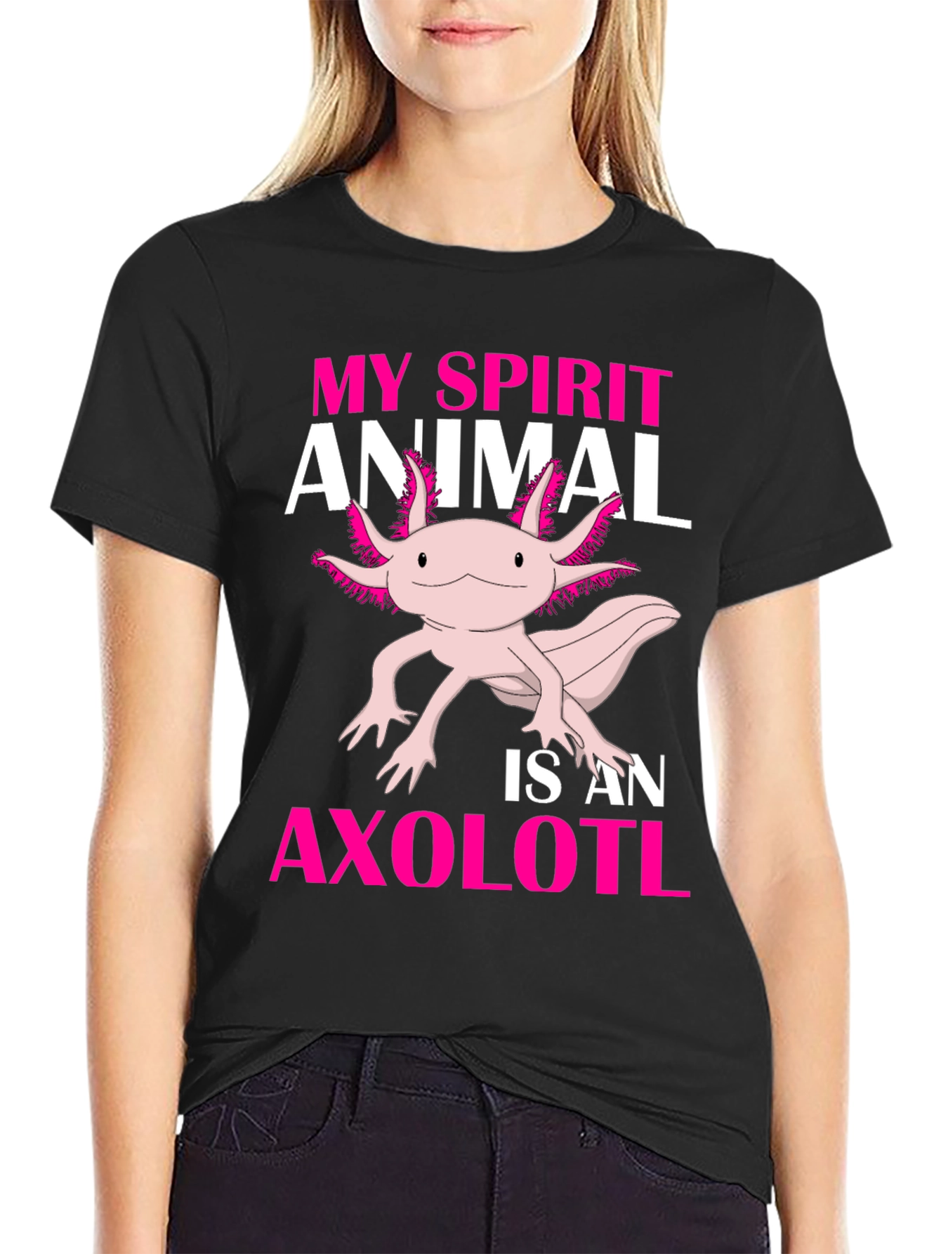 Black Axolotl Spirit Animal Graphic Tee - Black view 2