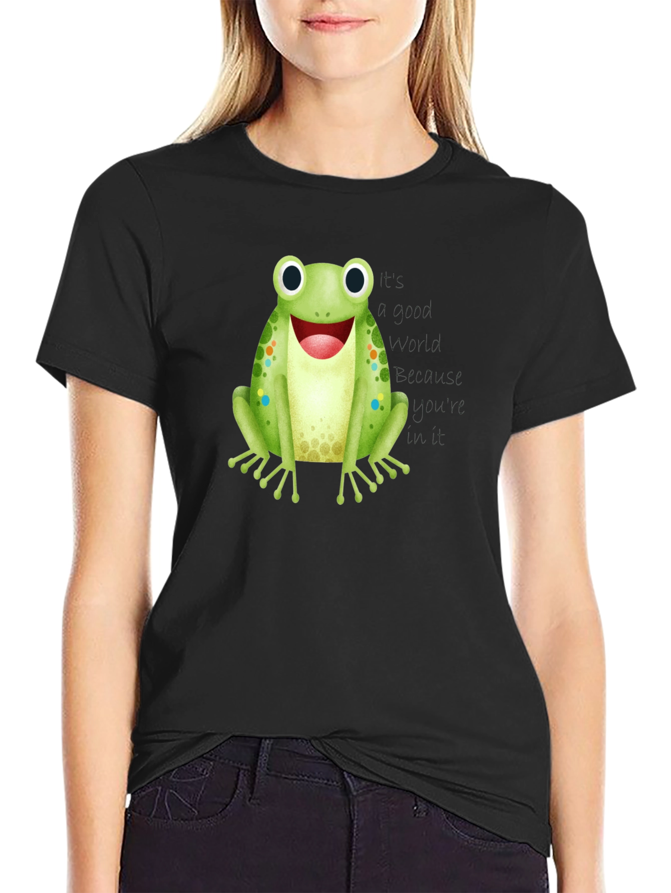 Black Frog Graphic Black T-Shirt - Men's Casual Tee view 2