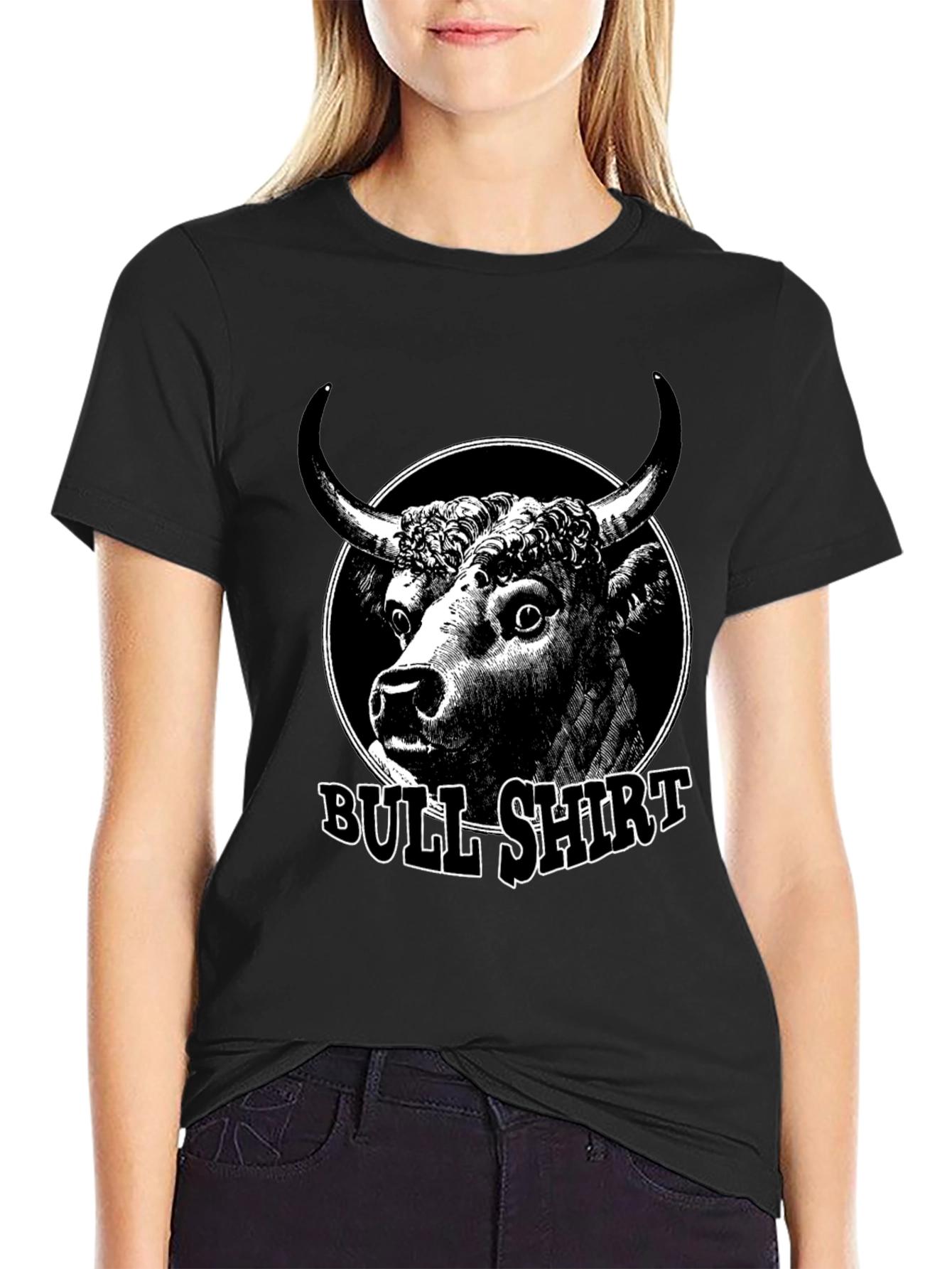Black Bull Shirt Graphic Tee - Mens Black Cotton T-Shirt view 2