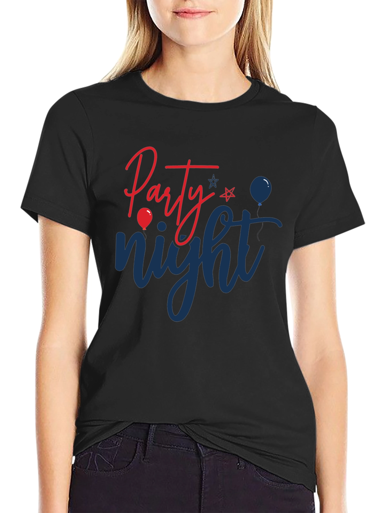 Black Party Night Graphic Print T-Shirt view 2