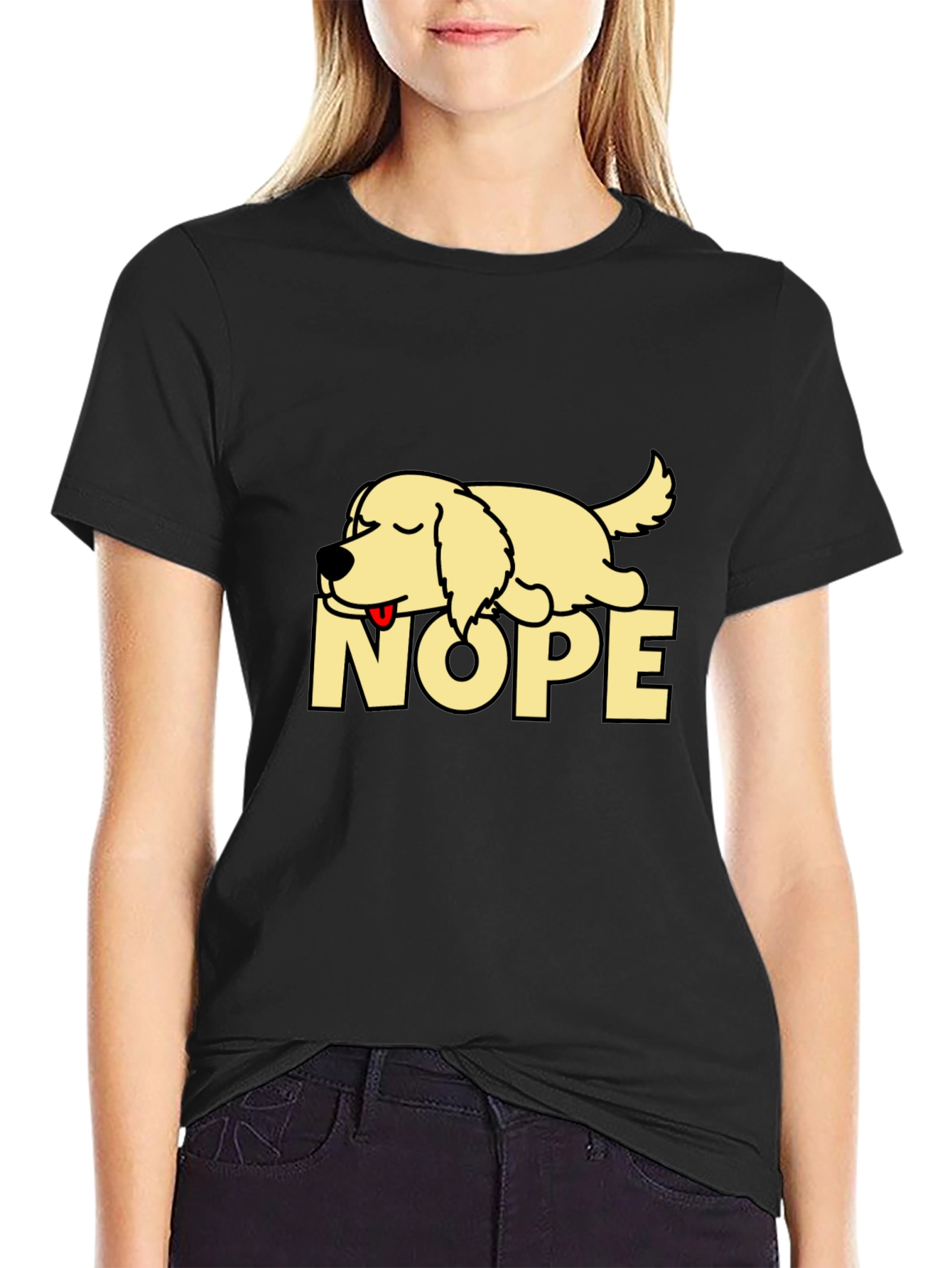 Black Nope Lazy Dog Graphic T-Shirt - Relaxed Fit view 2