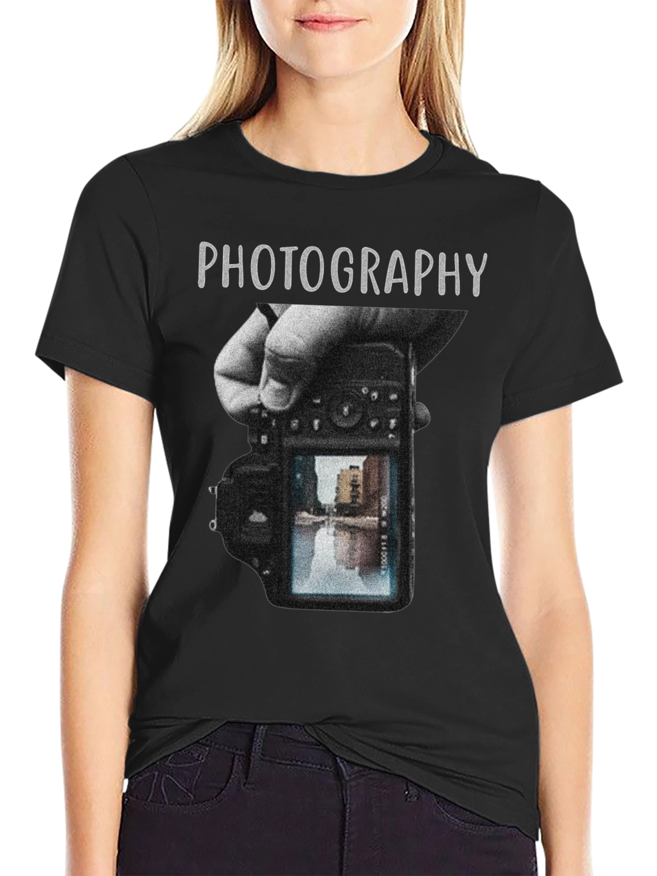Black Photography Graphic Tee - Camera Enthusiast Shirt view 2