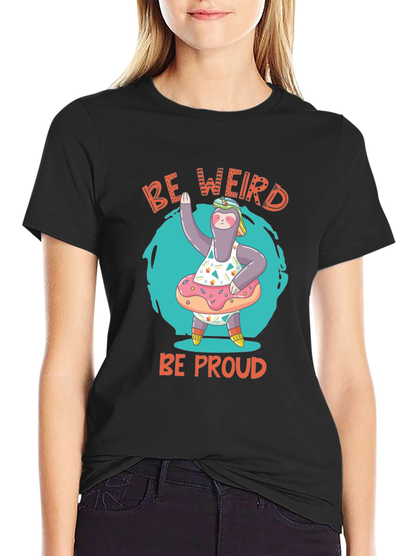 Black Be Weird Be Proud Sloth T-Shirt view 2