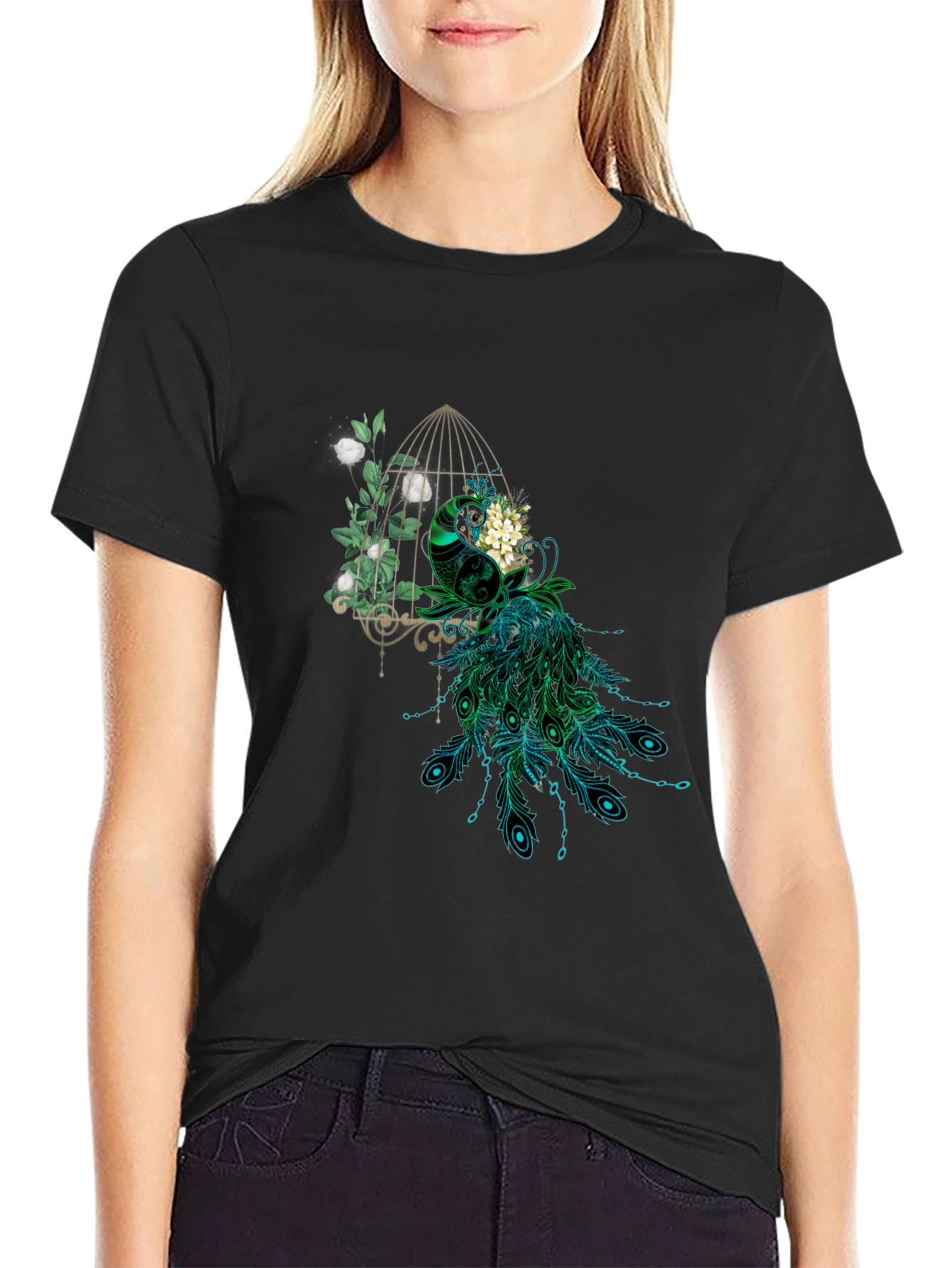 Peacock Cage Graphic T-Shirt - 2