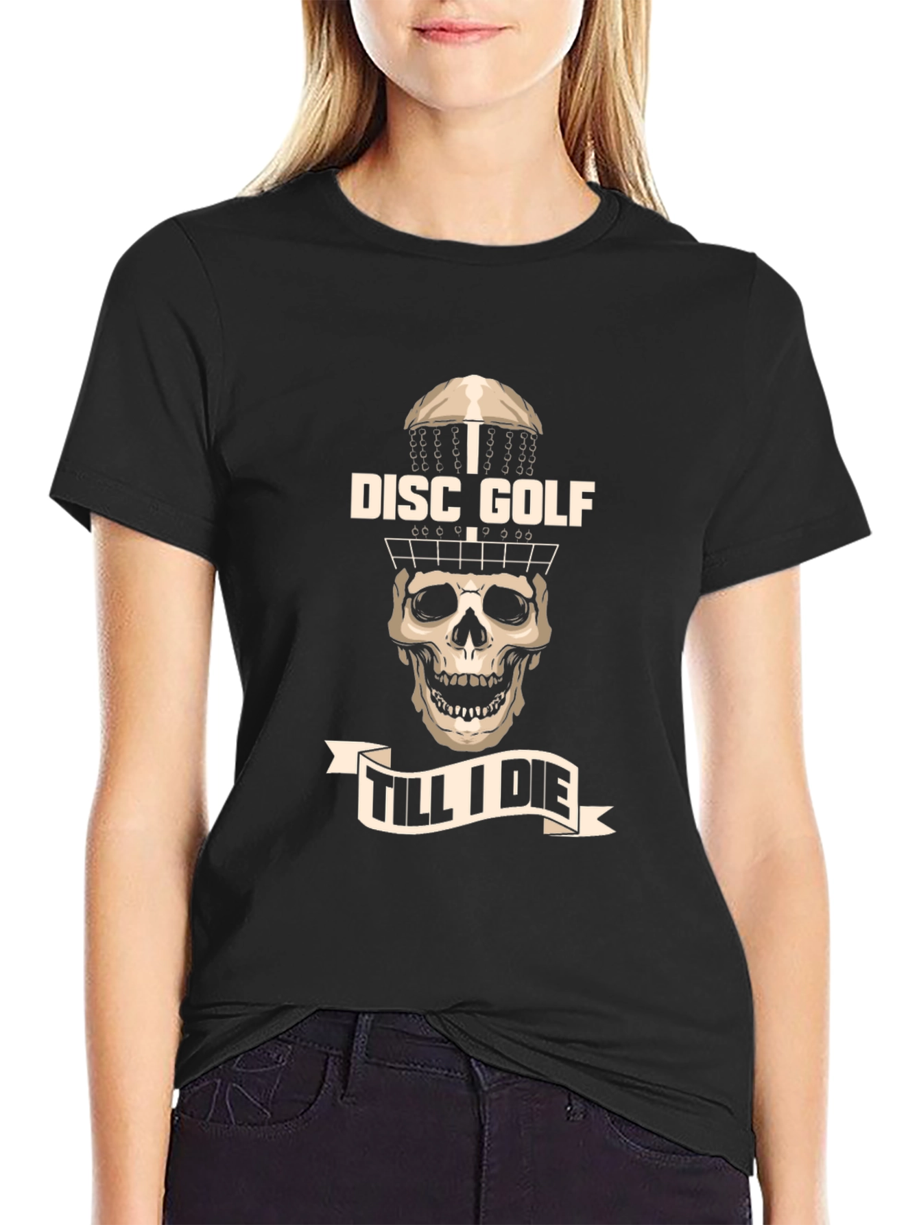 Black Disc Golf Till I Die T-Shirt view 2