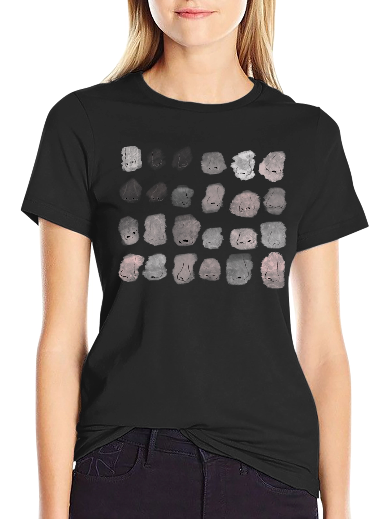 Black Nose Print Graphic Black T-Shirt view 2