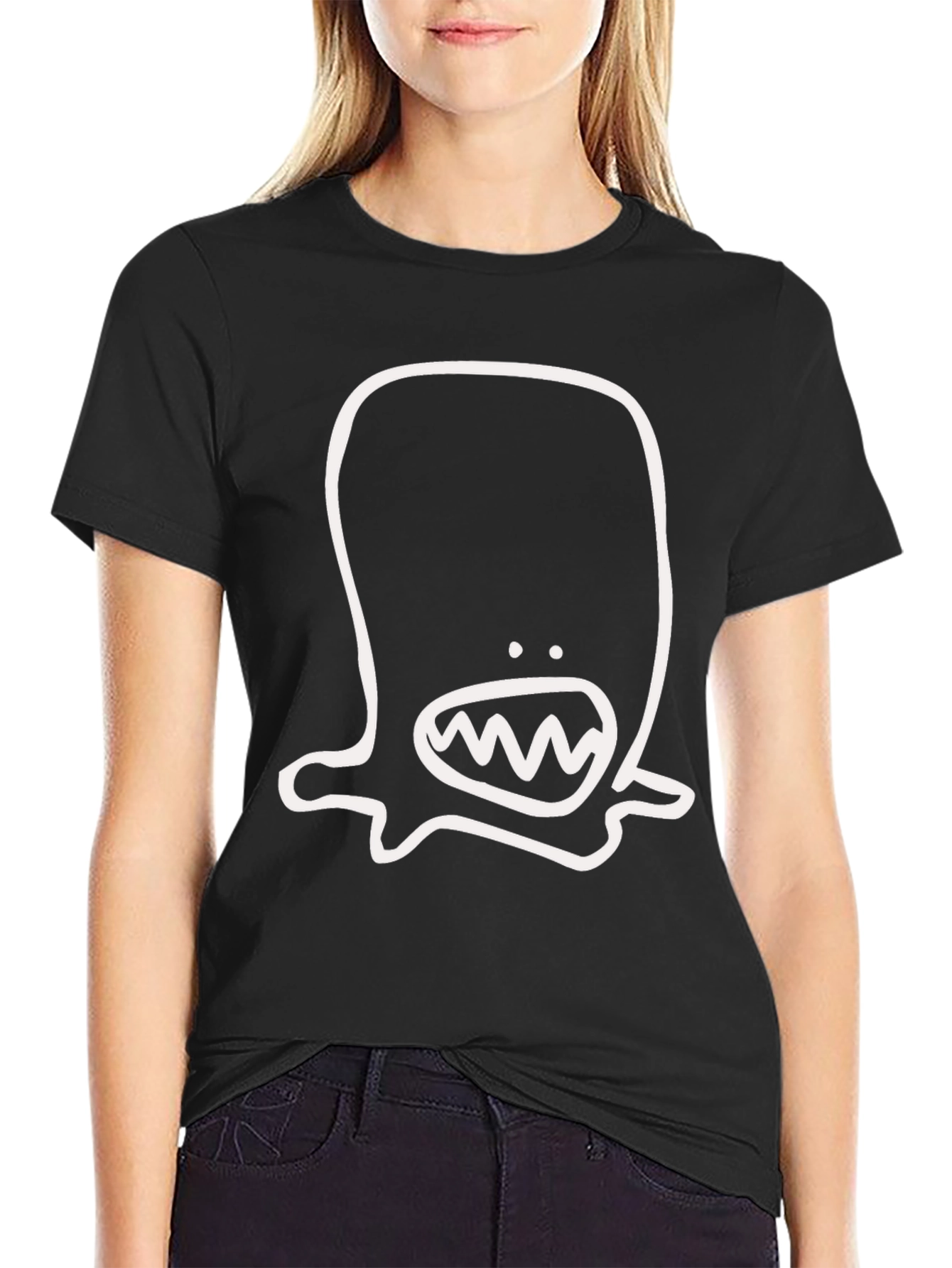 Black Monster Graphic Black Cotton Tee Shirt view 2