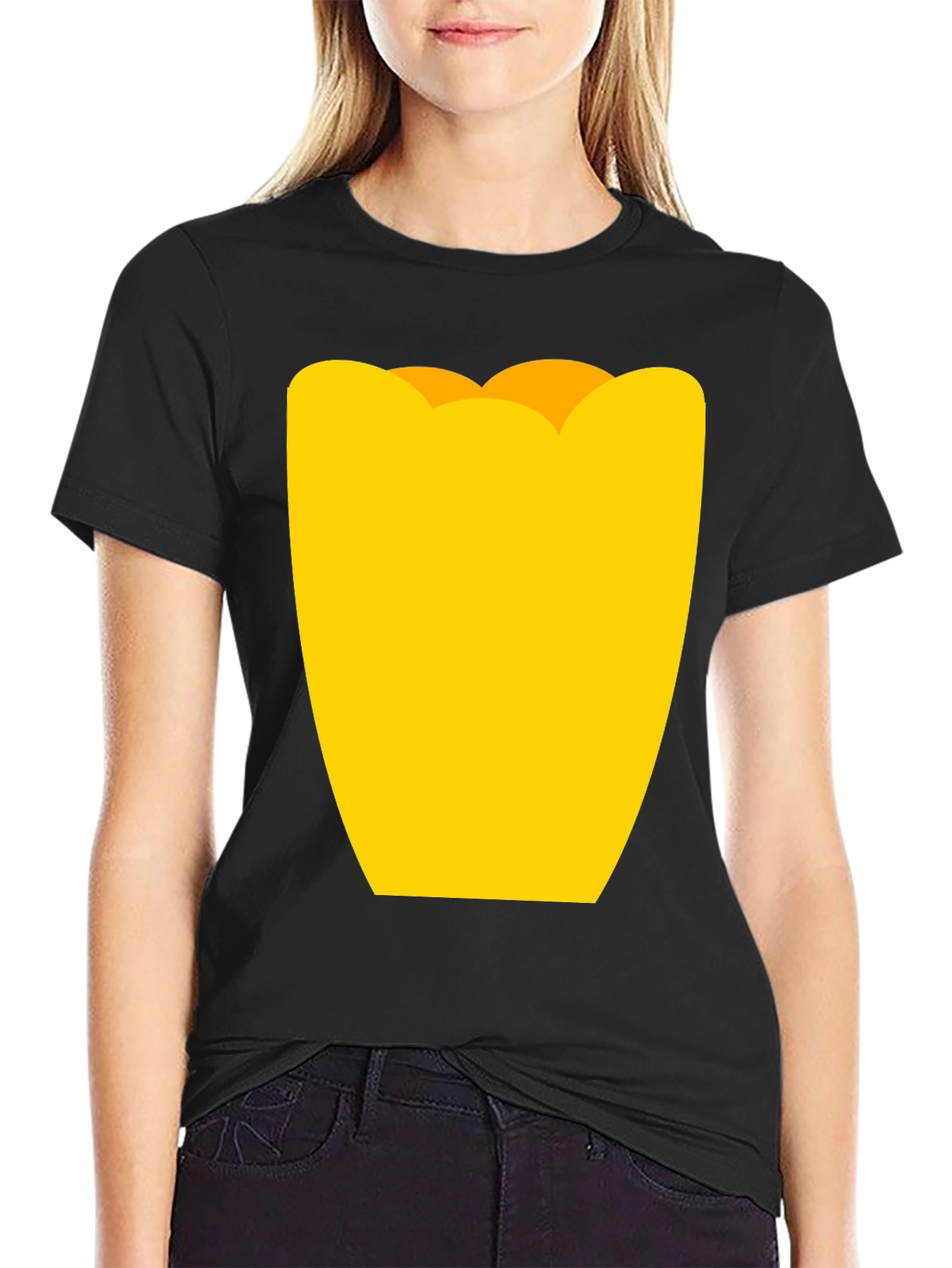 Black Mens Black Graphic Tee - Yellow Tulip Design view 2
