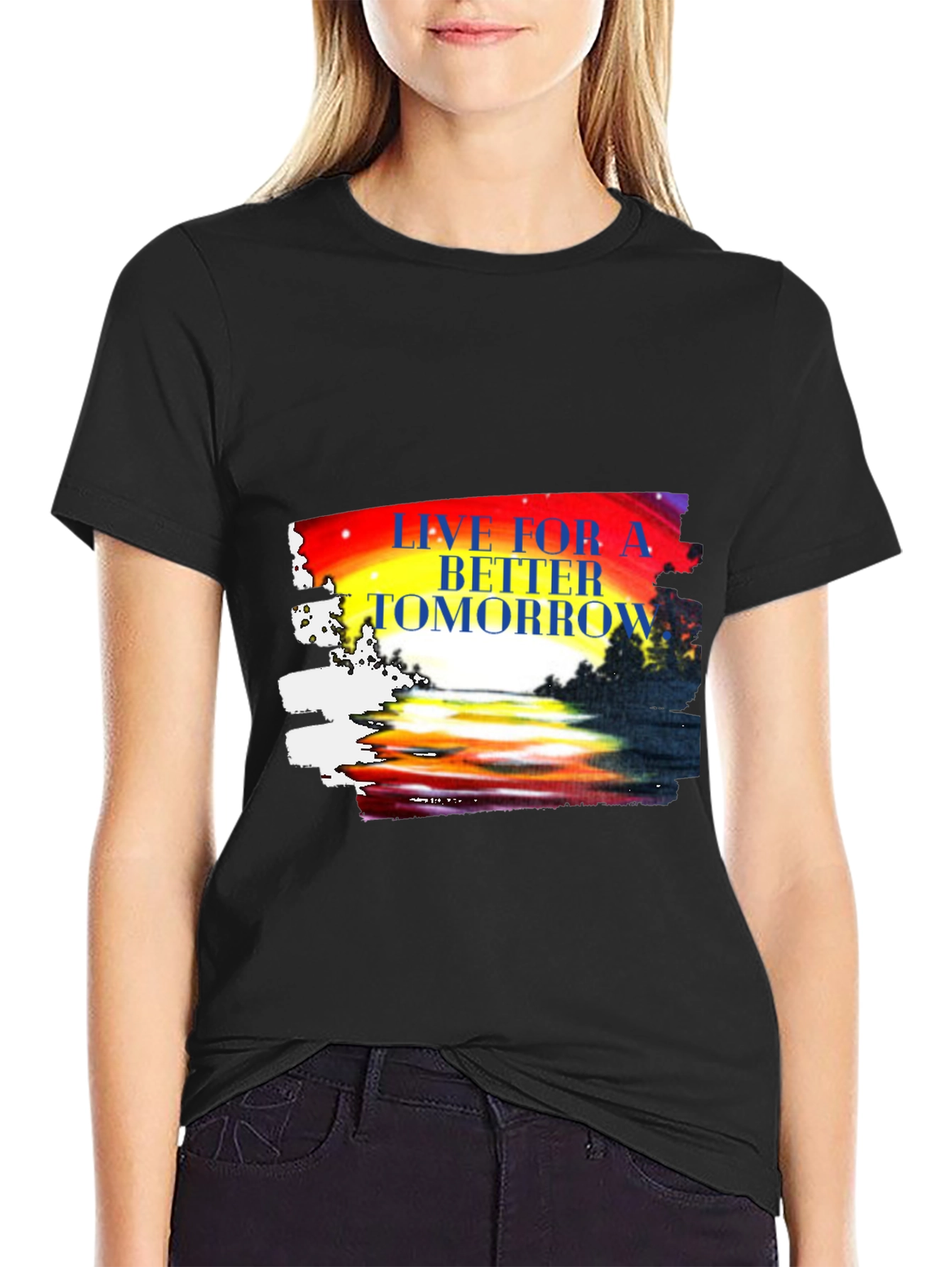 Black Live for a Better Tomorrow Graphic T-Shirt view 2