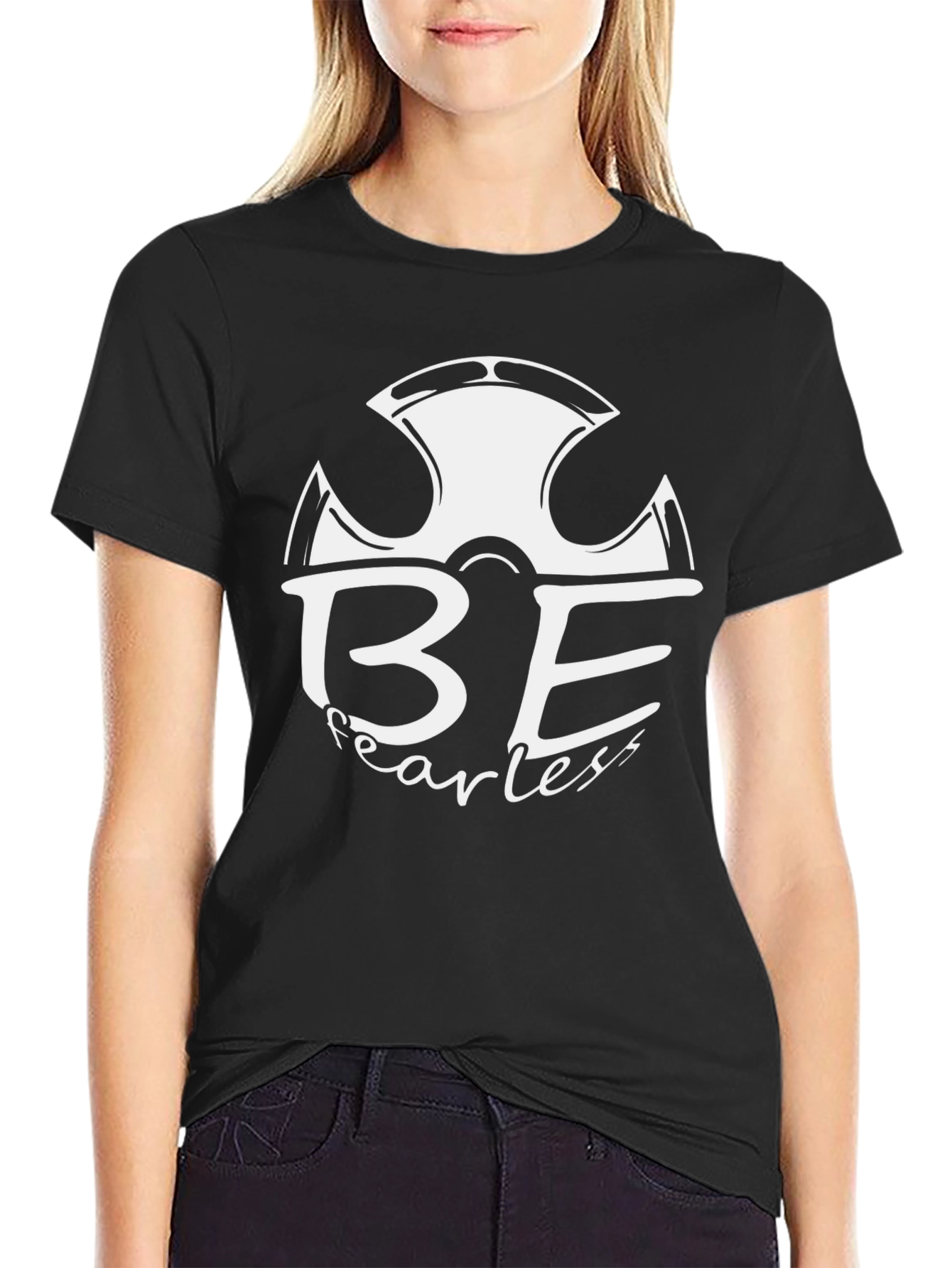 Black Be Fearless Graphic T-Shirt - Classic Black Tee view 2