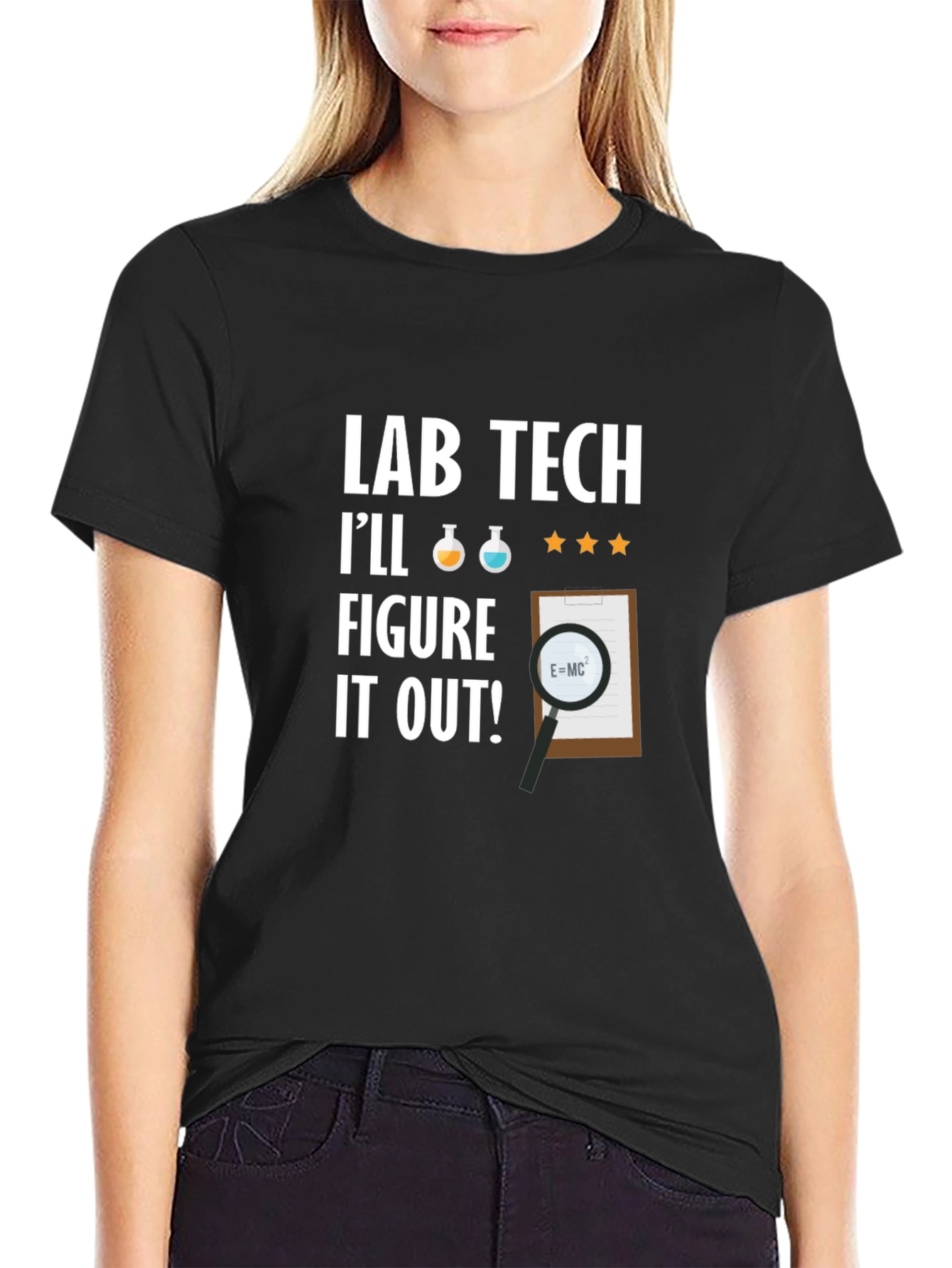 Black Lab Tech I'll Figure it Out! T-Shirt view 2