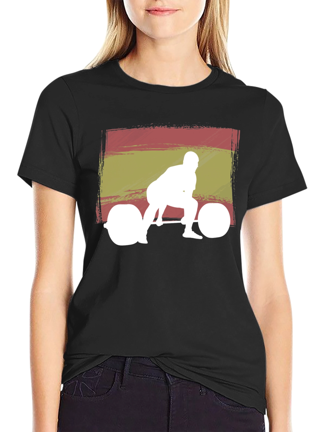 Black Spanish Flag Weightlifter Graphic Tee view 2