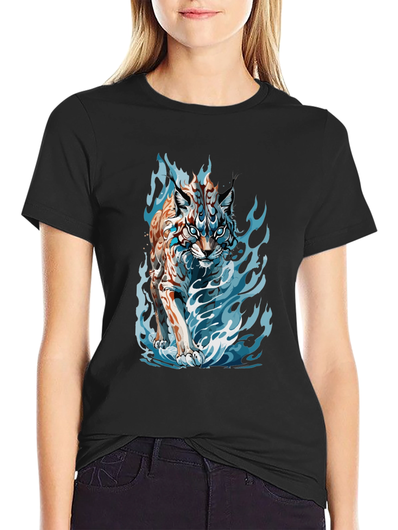 Black Tiger Fire Graphic Black Tee view 2