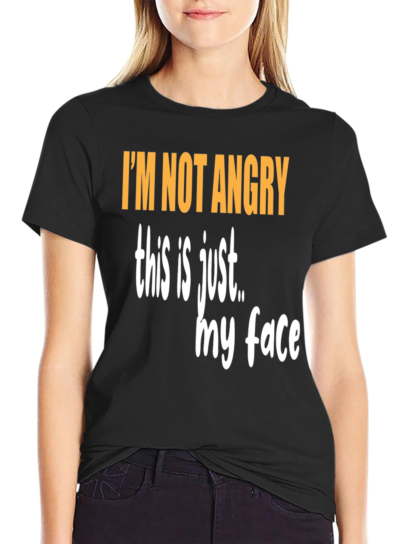 Black Funny Graphic T-Shirt - I'm Not Angry view 2
