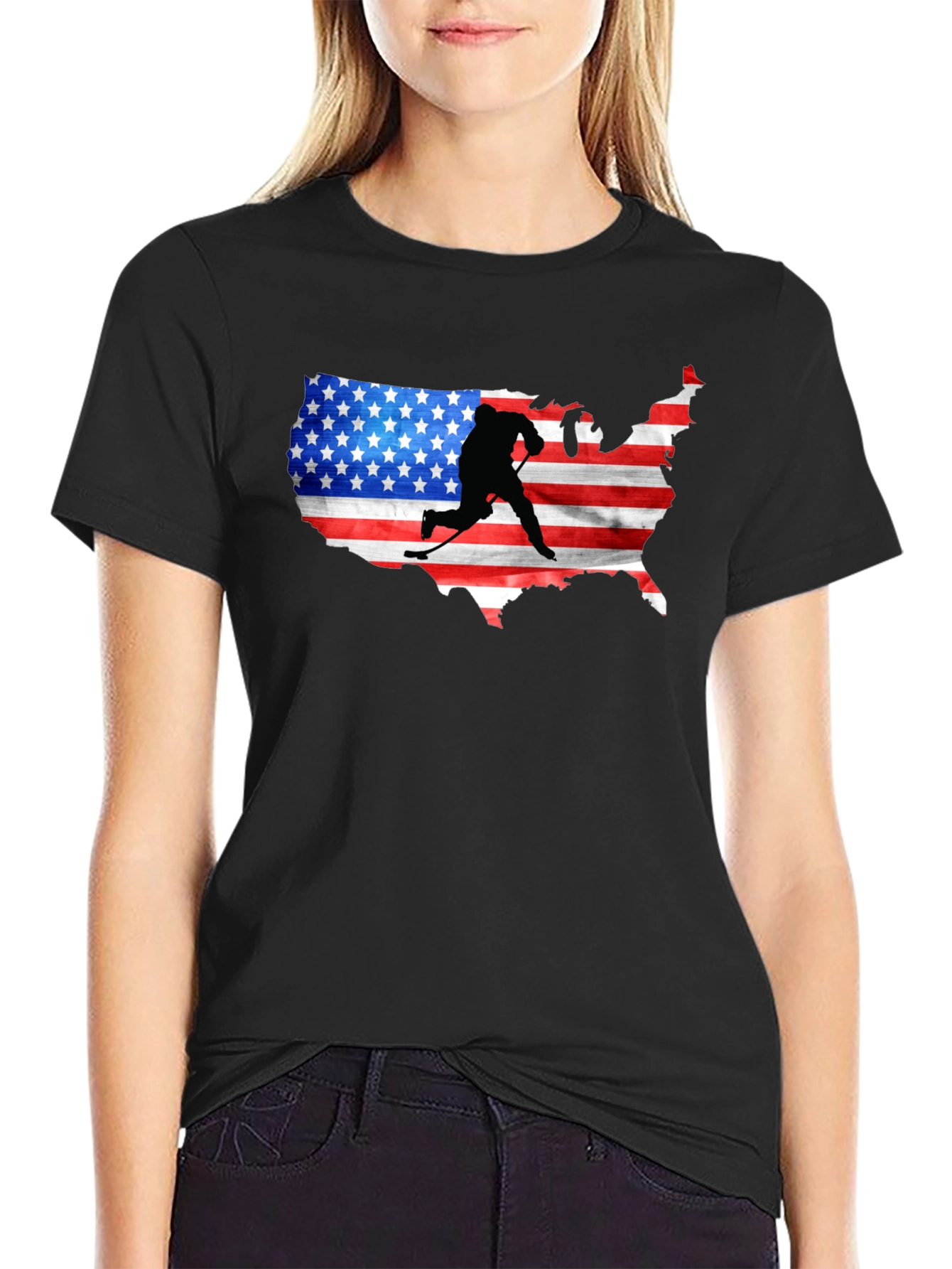 Black USA Hockey Silhouette Tee view 2