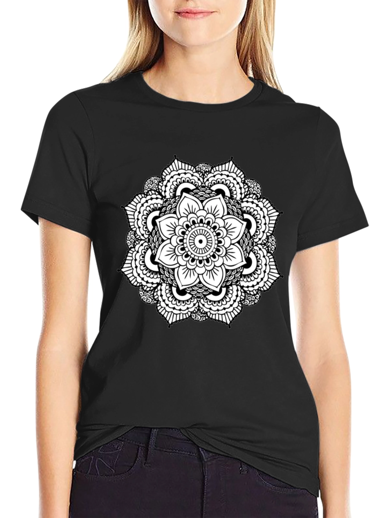 Black Black Mandala Graphic Tee view 2