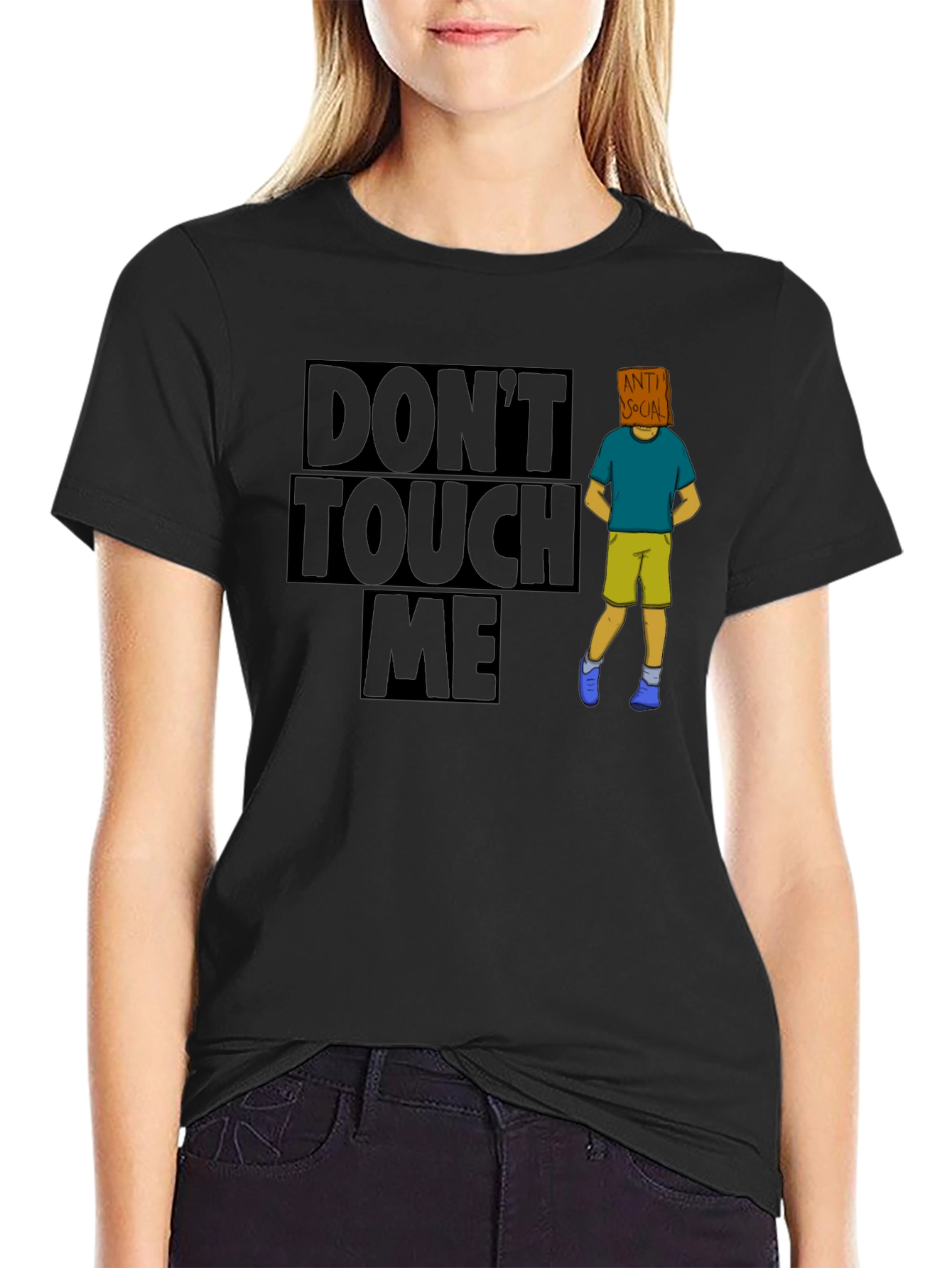 Black Don't Touch Me Anti Social T-Shirt view 2