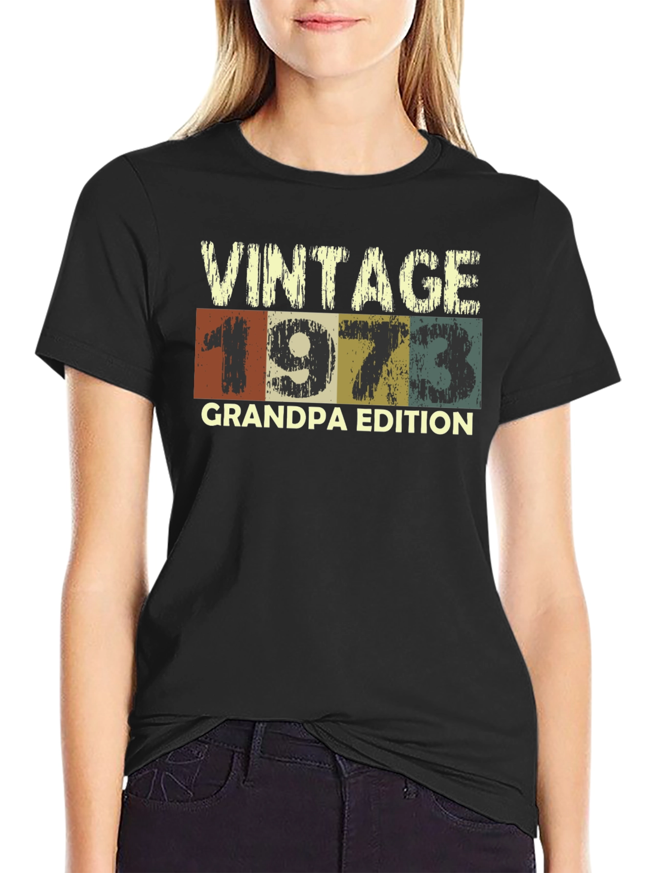 Black Vintage 1973 Grandpa Edition Graphic T-Shirt view 2