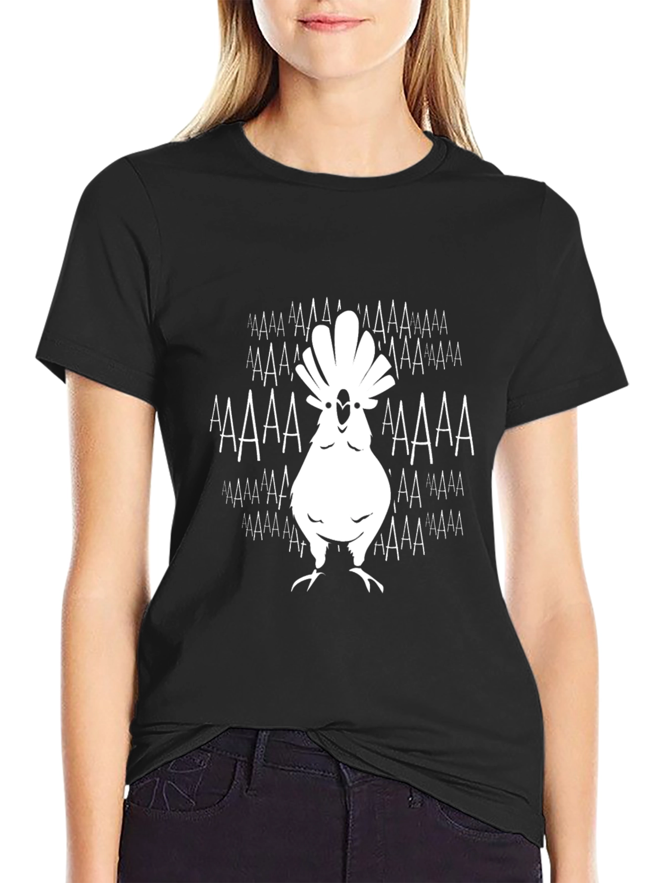 Black Cockatoo "AAAAAA" Graphic Print T-Shirt view 2