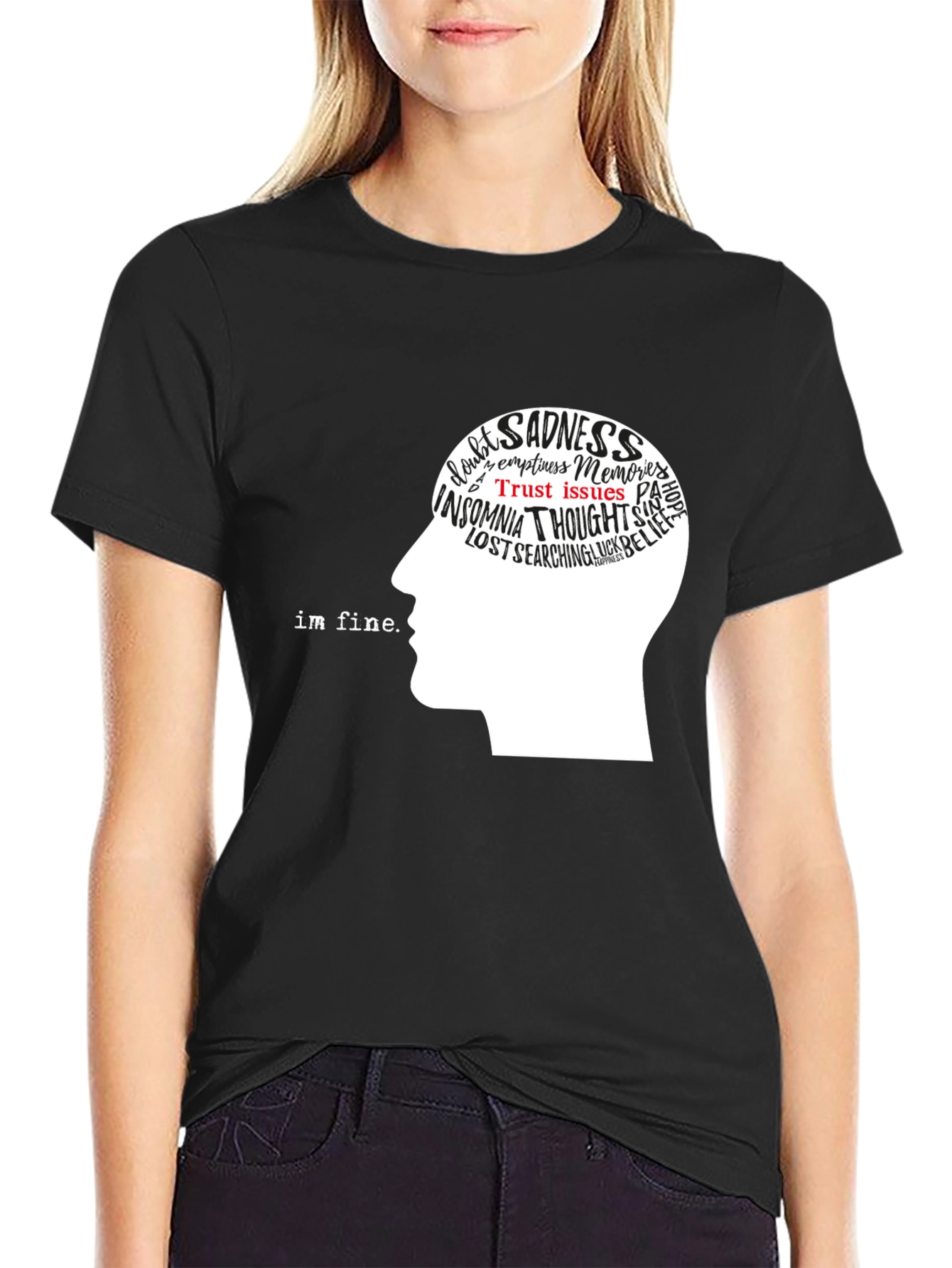 Black Mindful Expression T-Shirt - Inner Thoughts Graphic Tee view 2