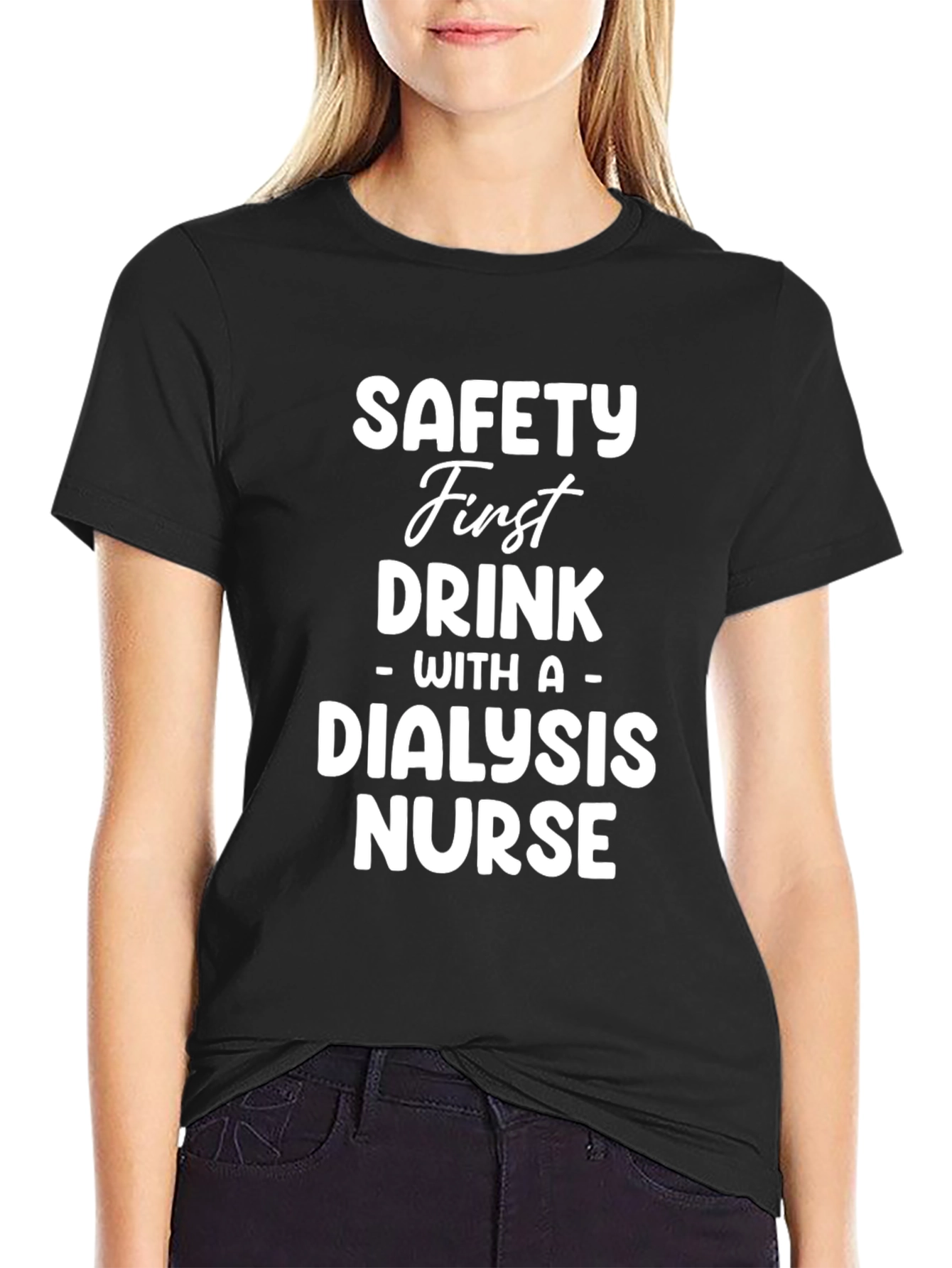 Black Safety First Dialysis Nurse Tee - Unisex T-Shirt view 2