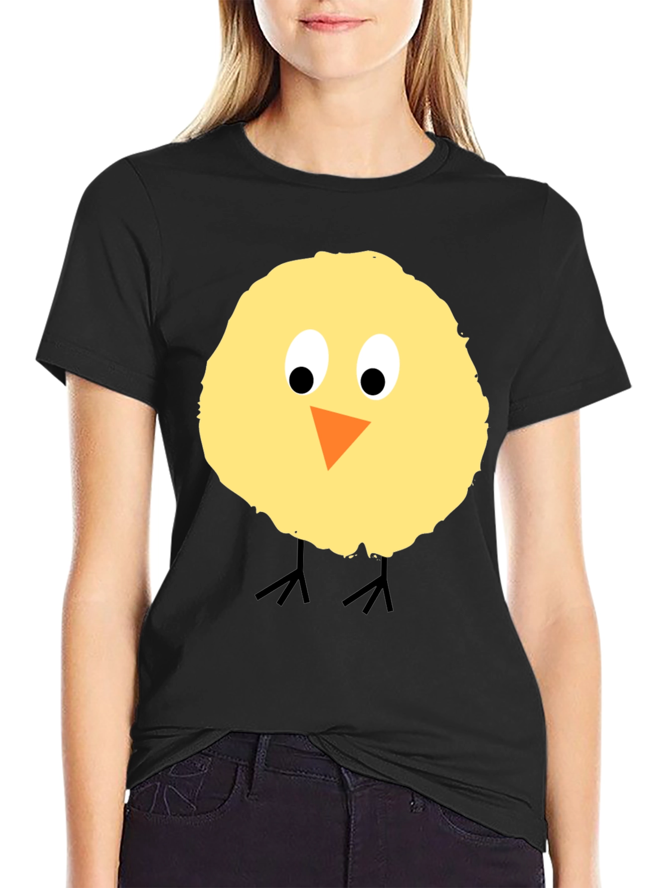 Black Cute Chick Graphic T-Shirt - Black Cotton Tee view 2