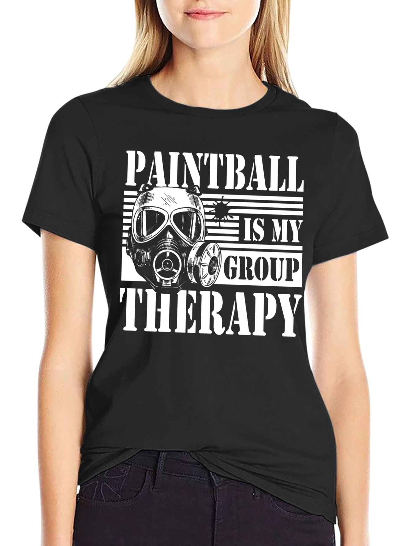 Black Paintball Therapy Graphic Tee - Black Cotton T-Shirt view 2