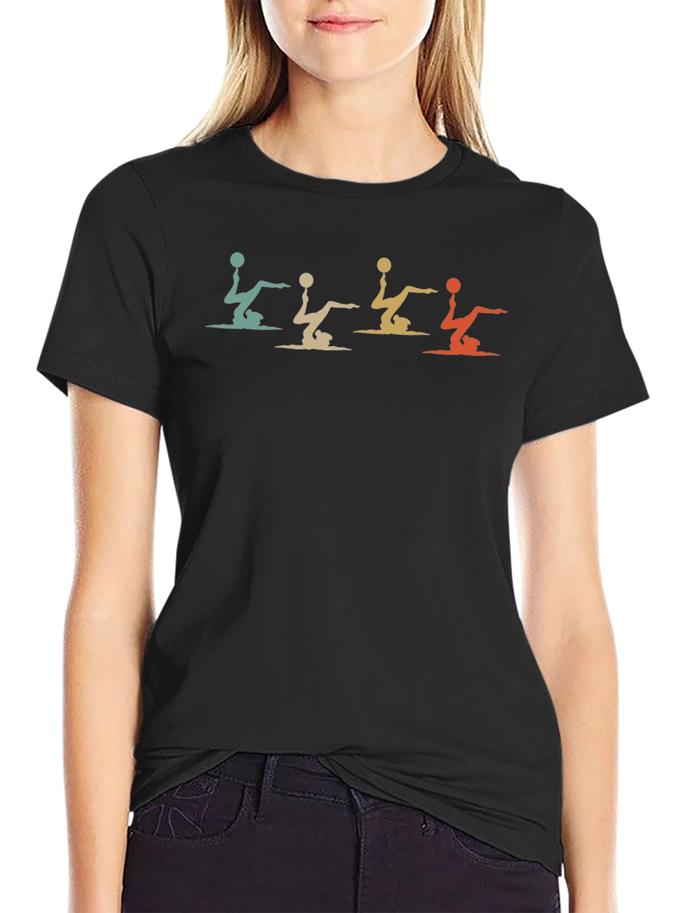 Vintage Synchronized Swimming Black T-Shirt - 2