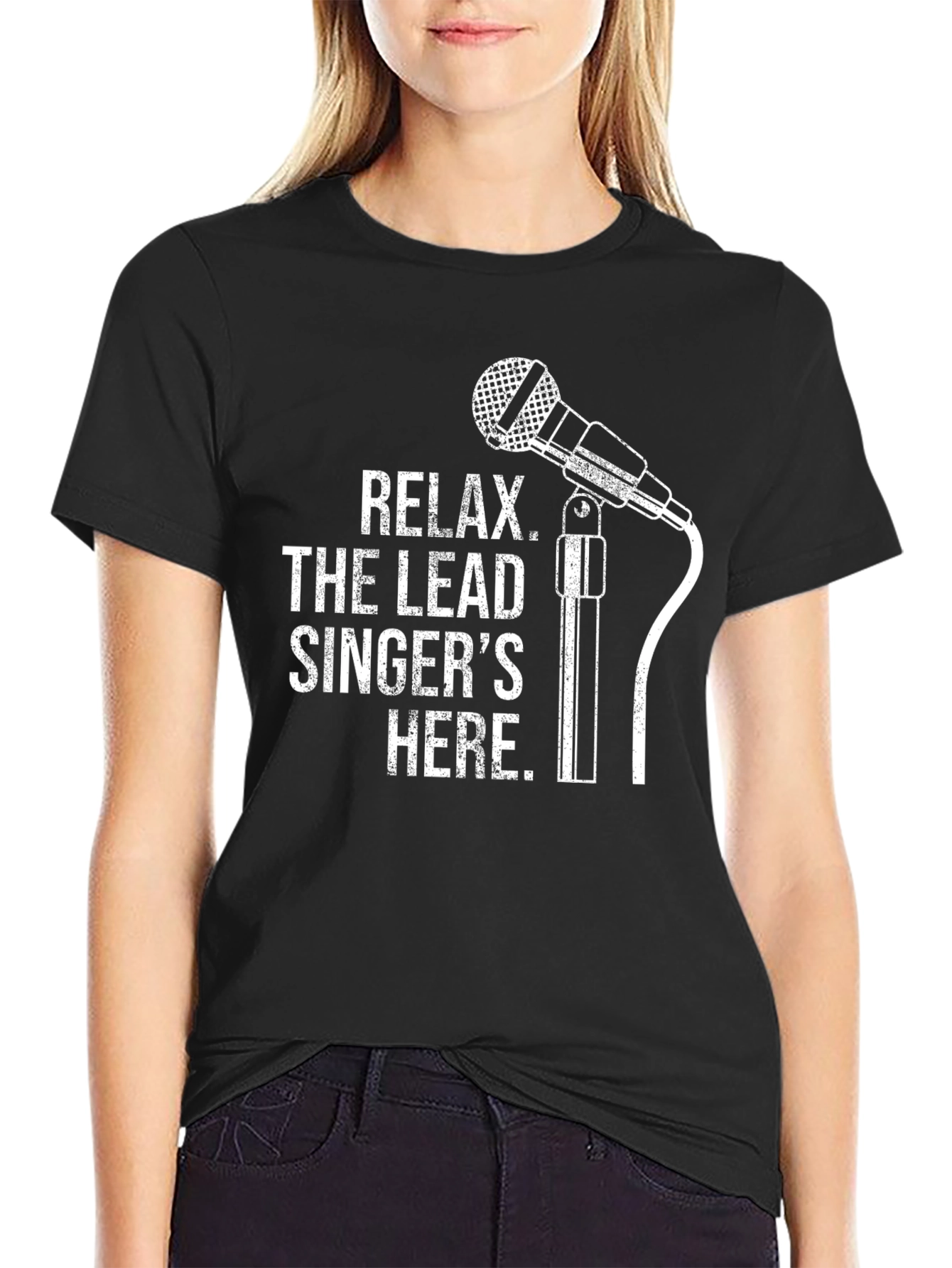 Black Relax Lead Singer Here Black T-Shirt view 2