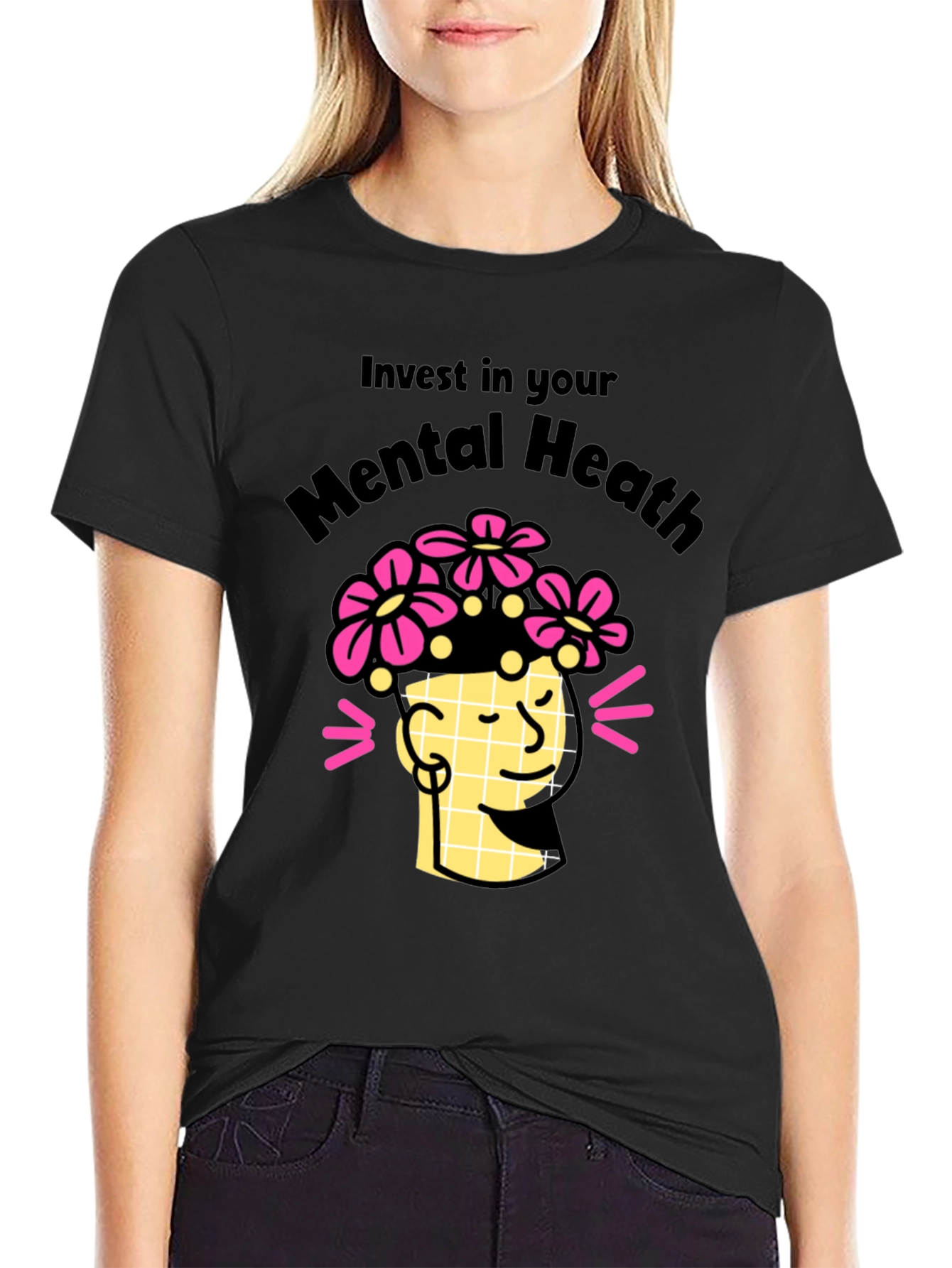 Black Invest in Your Mental Health T-Shirt view 2