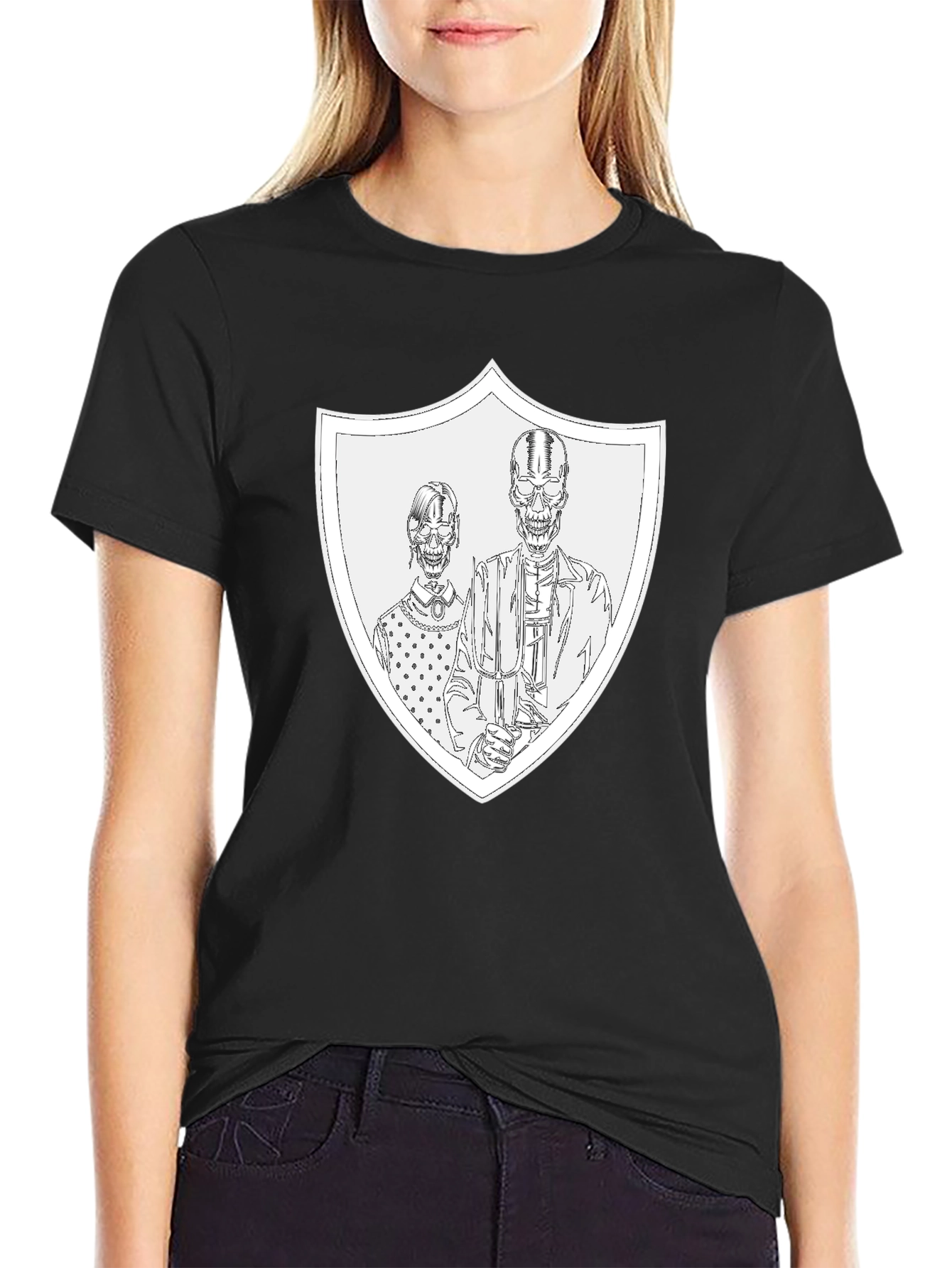 Black Skeleton Family Crest T-Shirt view 2