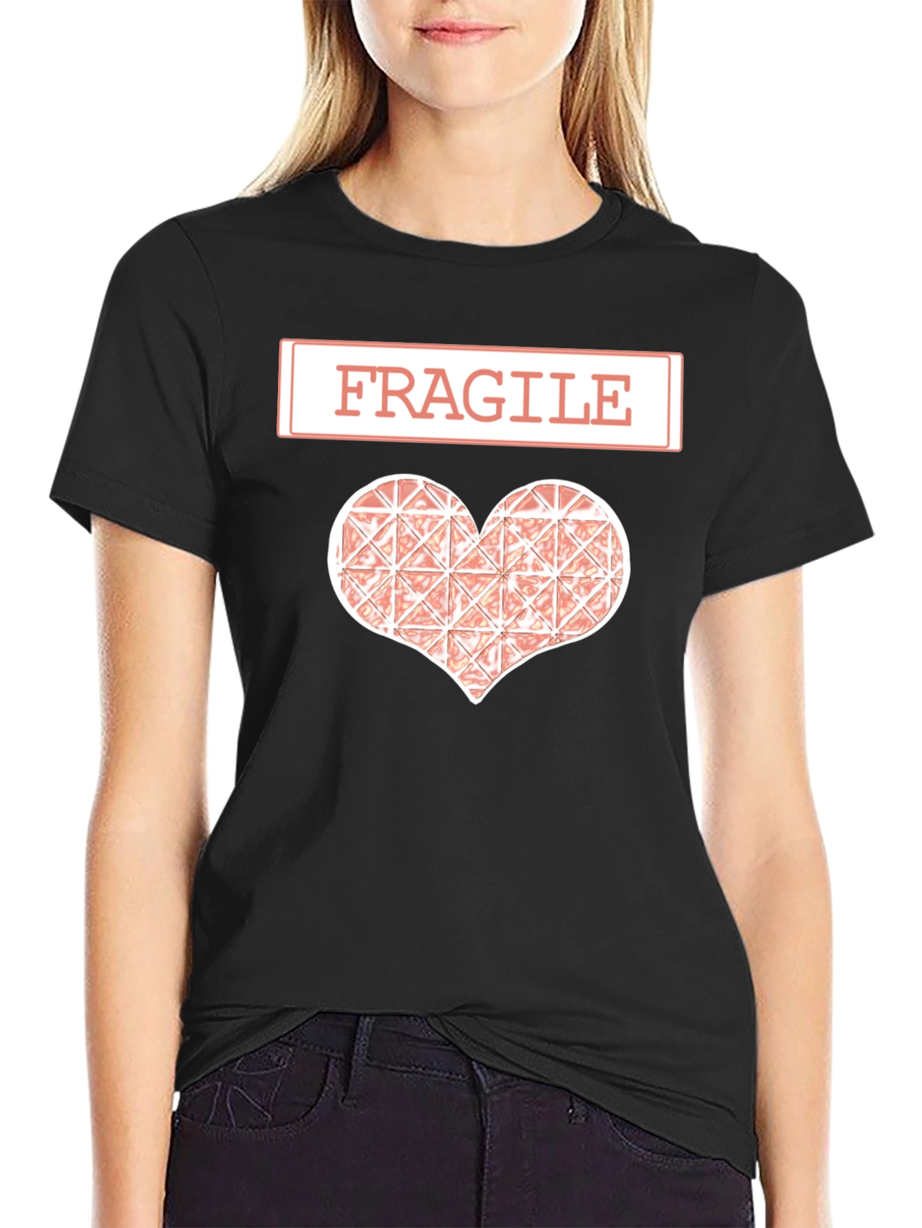 Black Fragile Heart Graphic Tee - Express Yourself! view 2
