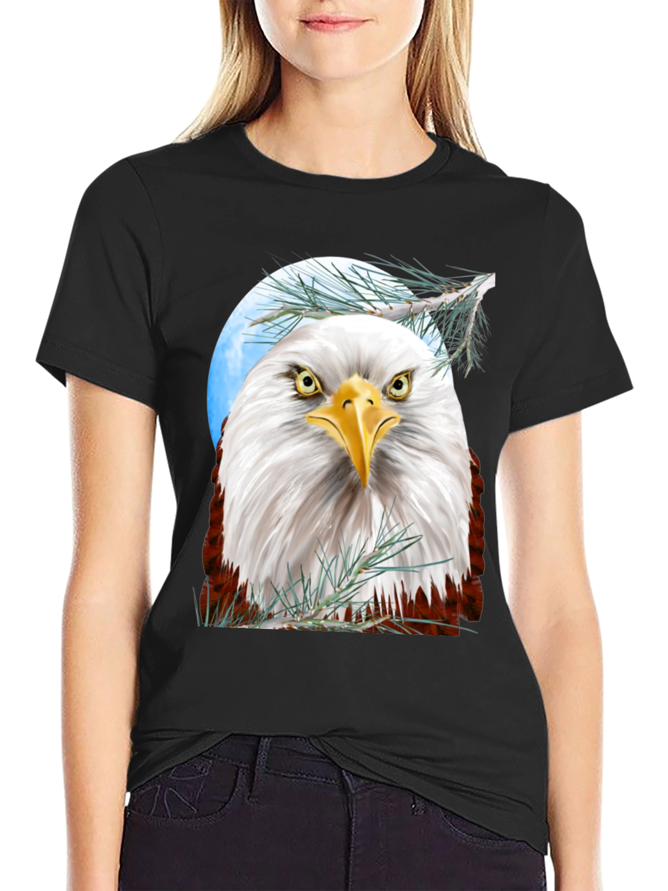 Black Bald Eagle Graphic T-Shirt - Patriotic Design view 2