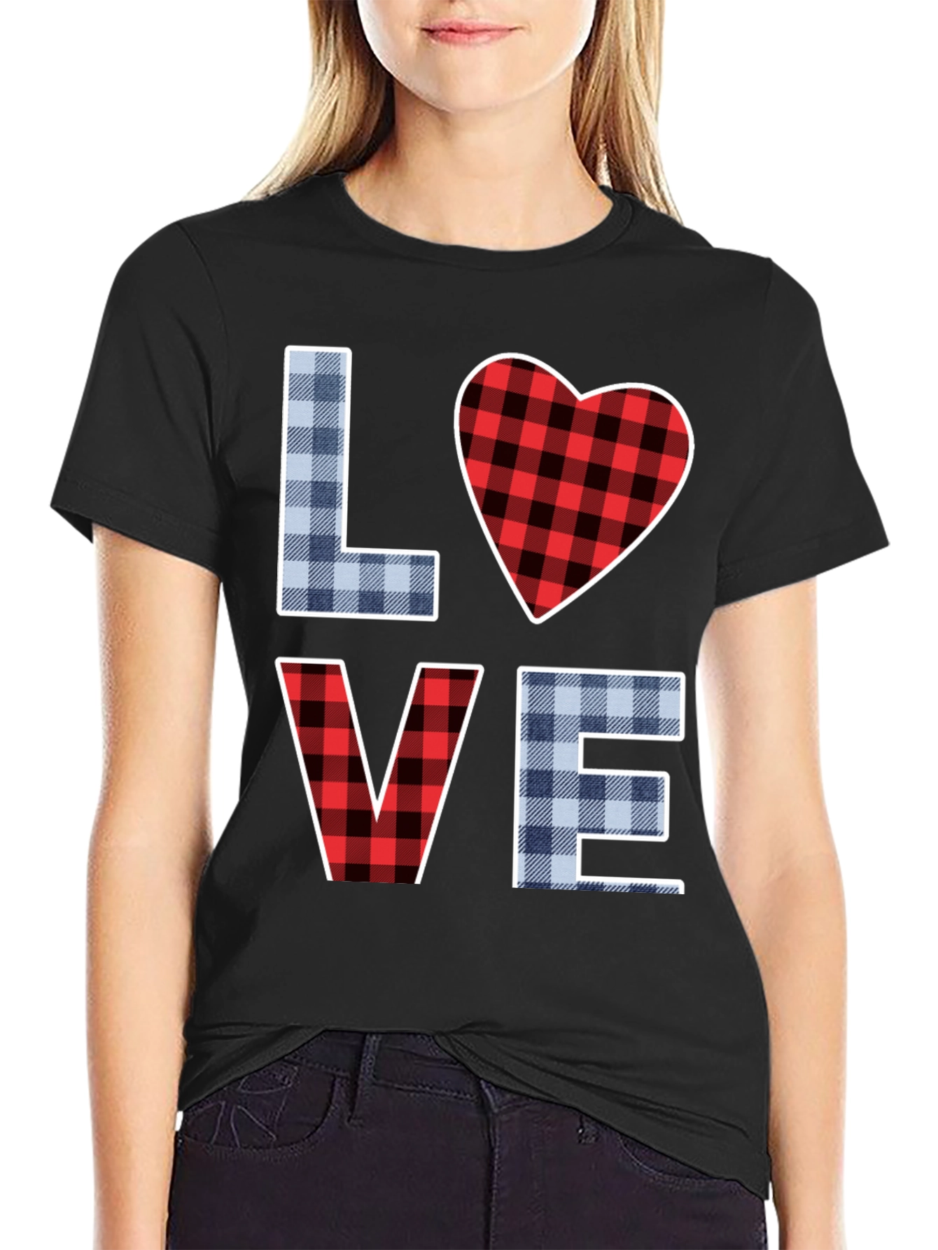 Plaid LOVE Graphic T-Shirt - 2