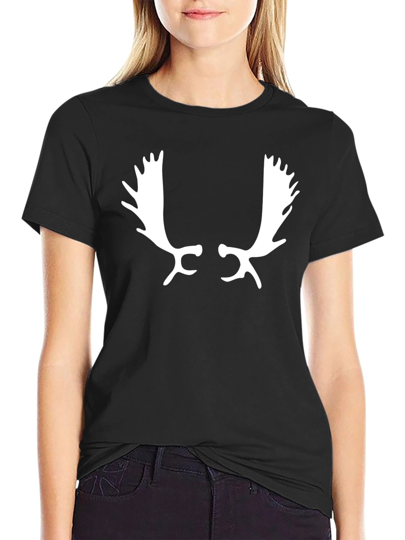 Black Antler Graphic Tee - Black Cotton T-Shirt view 2