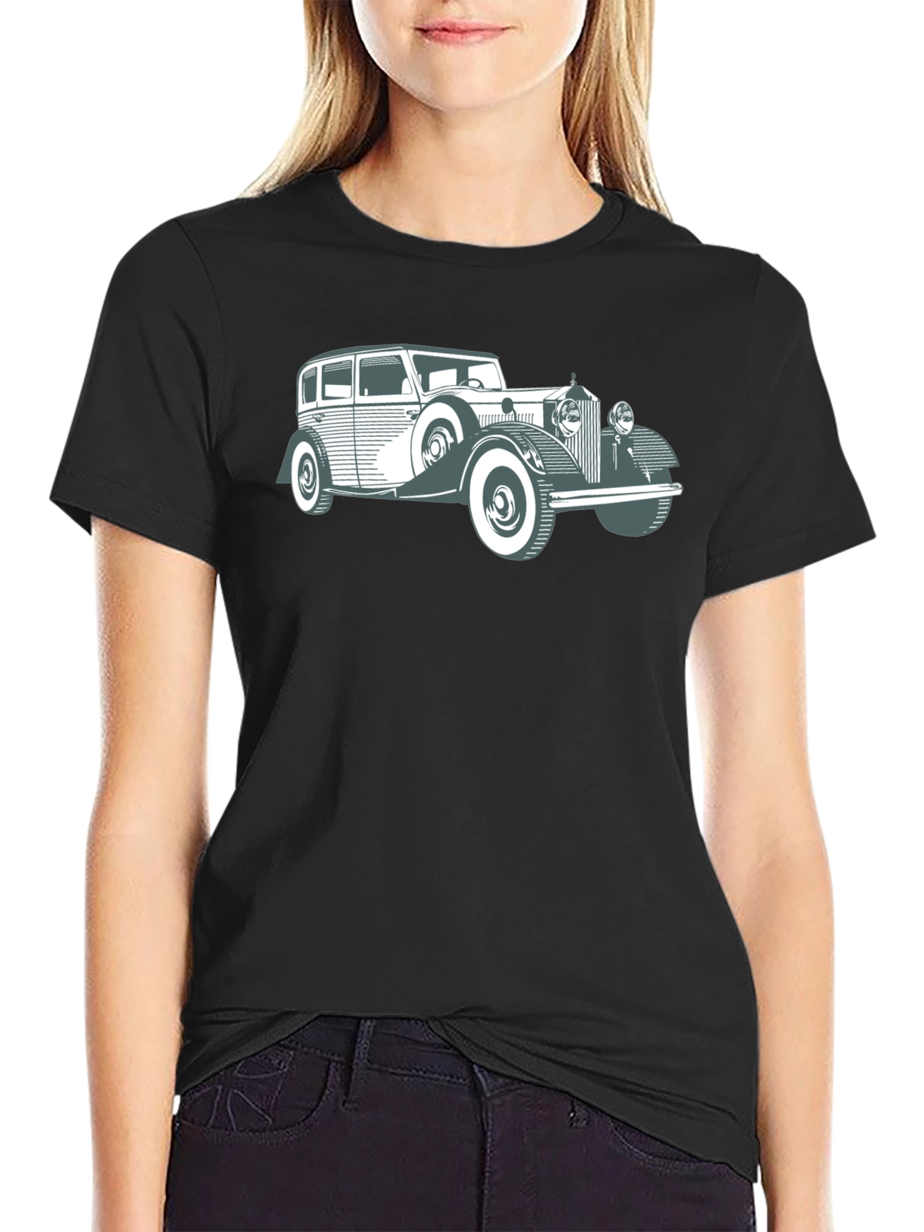 Black Classic Car Graphic Tee - Vintage Style view 2