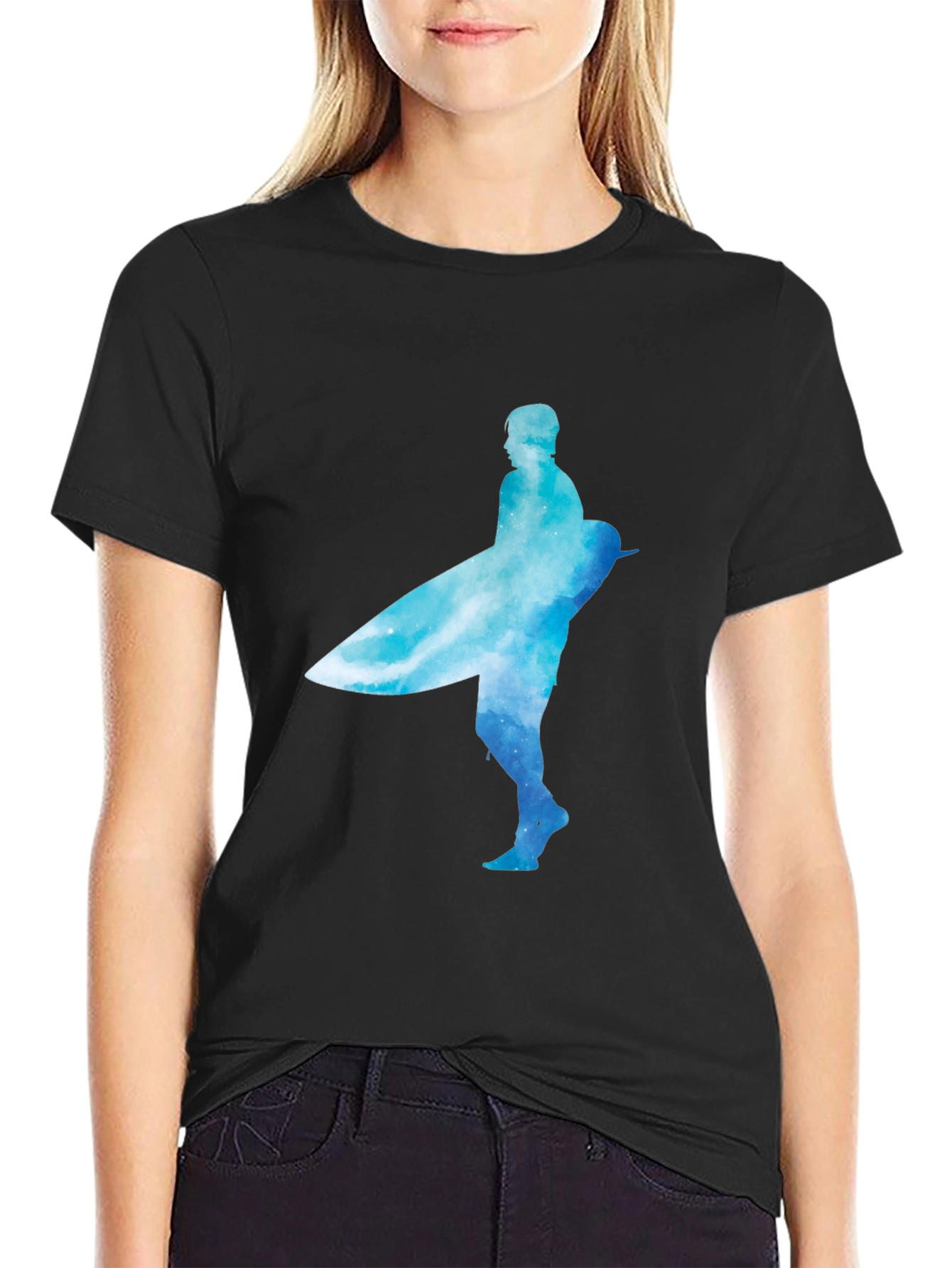 Black Surfer Graphic Tee - Black Cotton Blend view 2