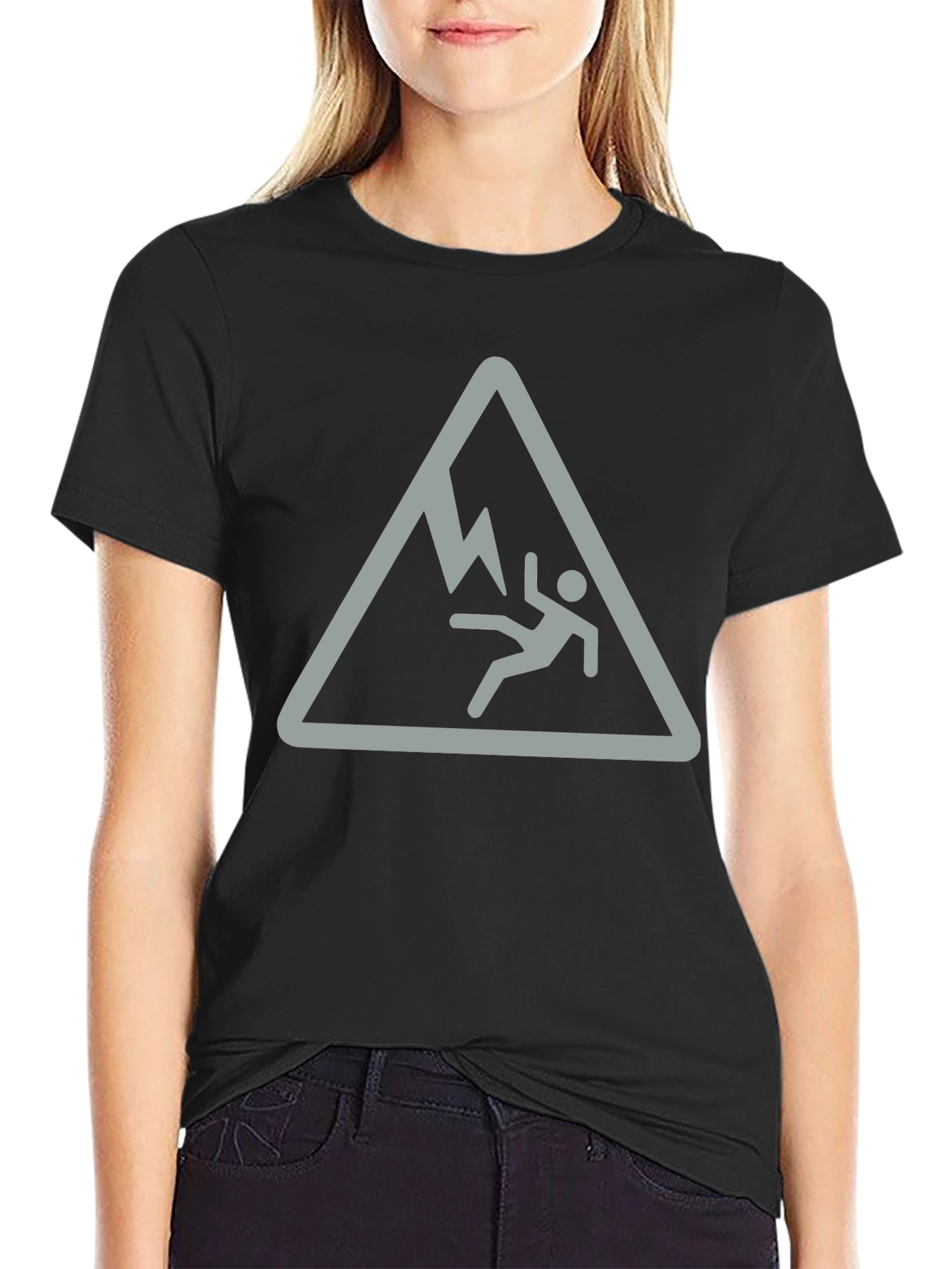 Black Falling Man Mountain Hazard Black T-Shirt view 2