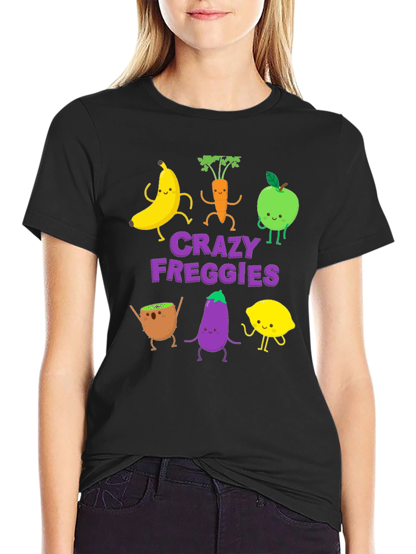 Black Crazy Freggies Graphic T-Shirt view 2