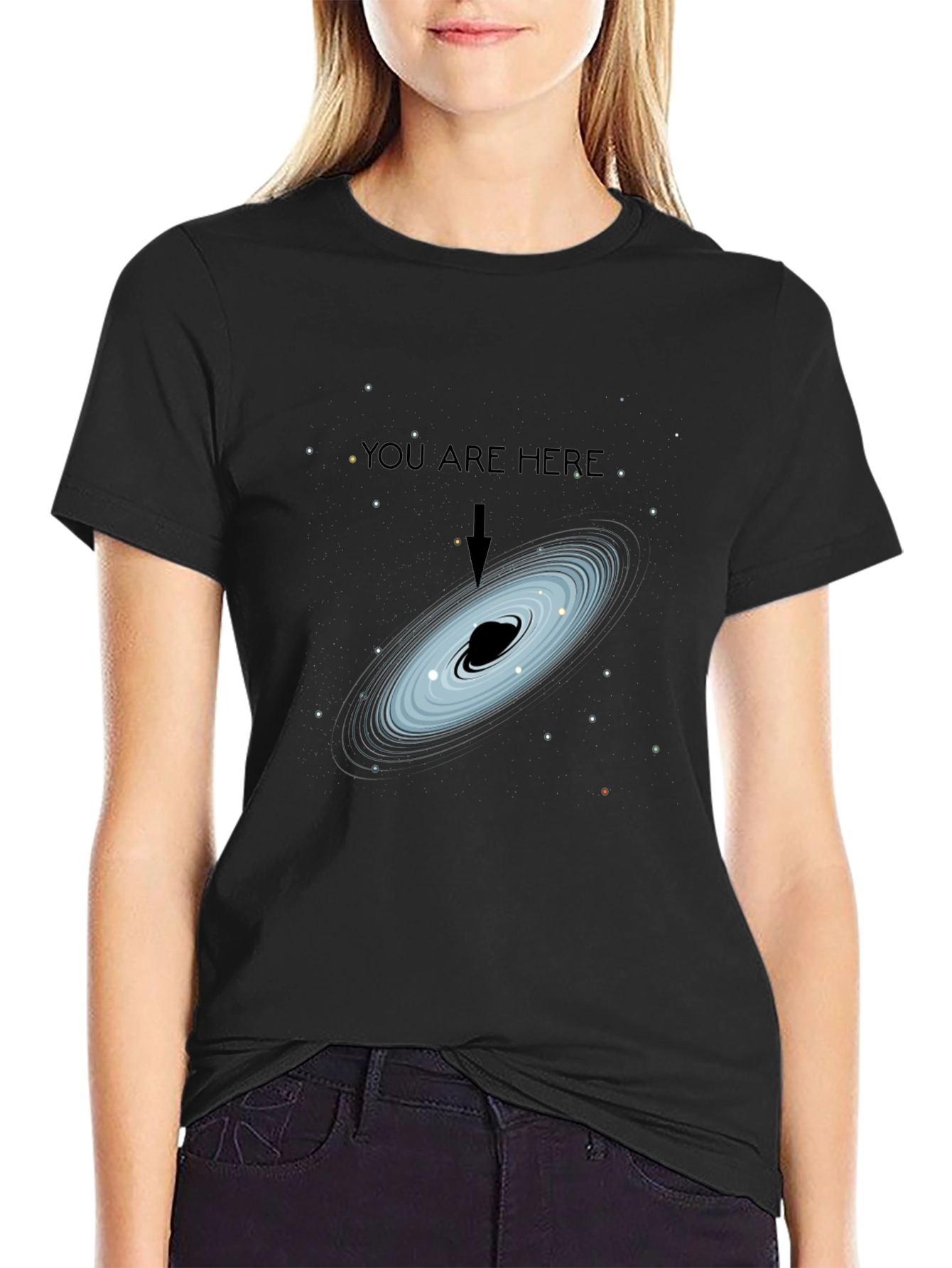 Black Cosmic You Are Here Black T-Shirt view 2