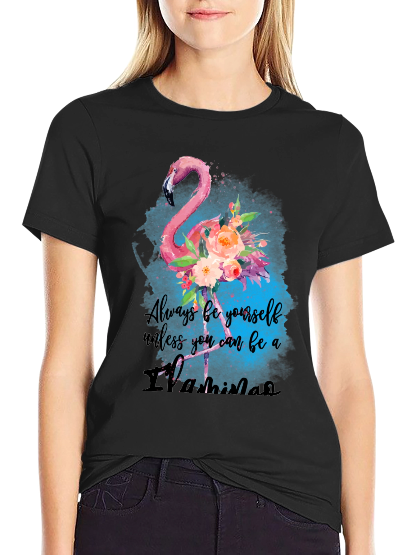 Black Always Be A Flamingo T-Shirt - Unique Design view 2