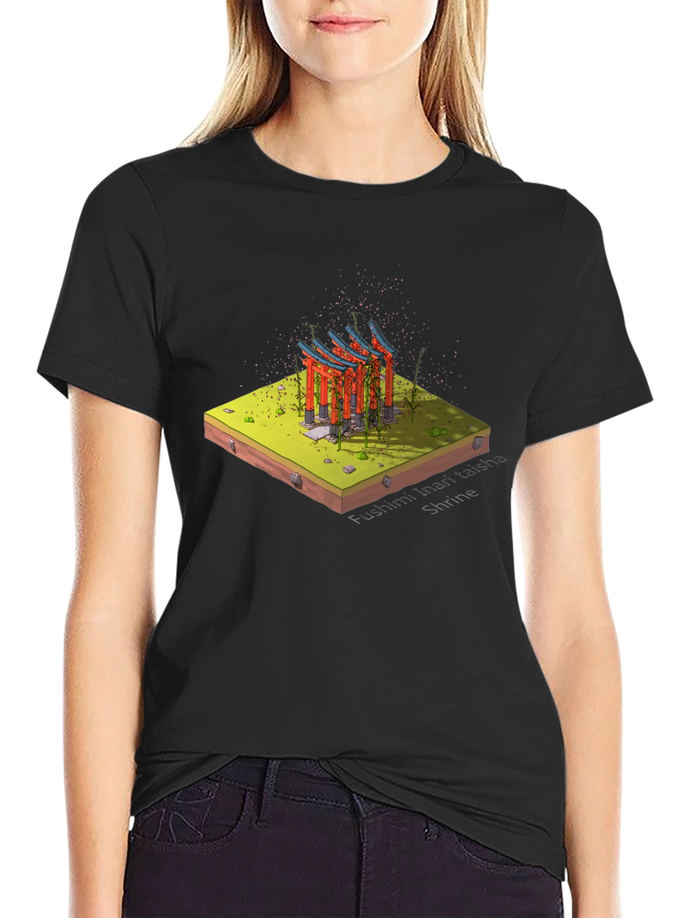 Black Fushimi Inari Shrine Graphic T-Shirt view 2