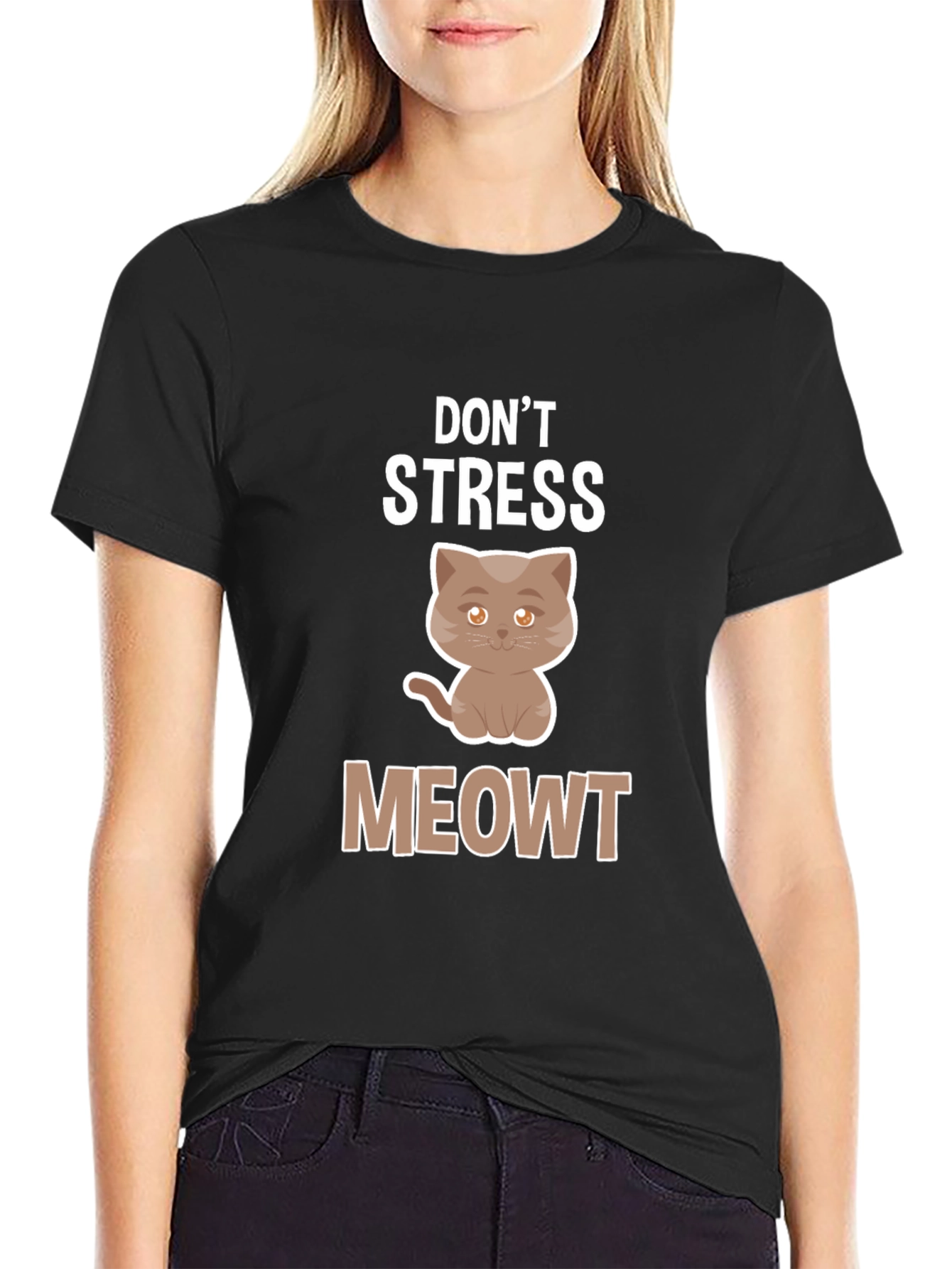Black Don't Stress Meowt T-Shirt view 2