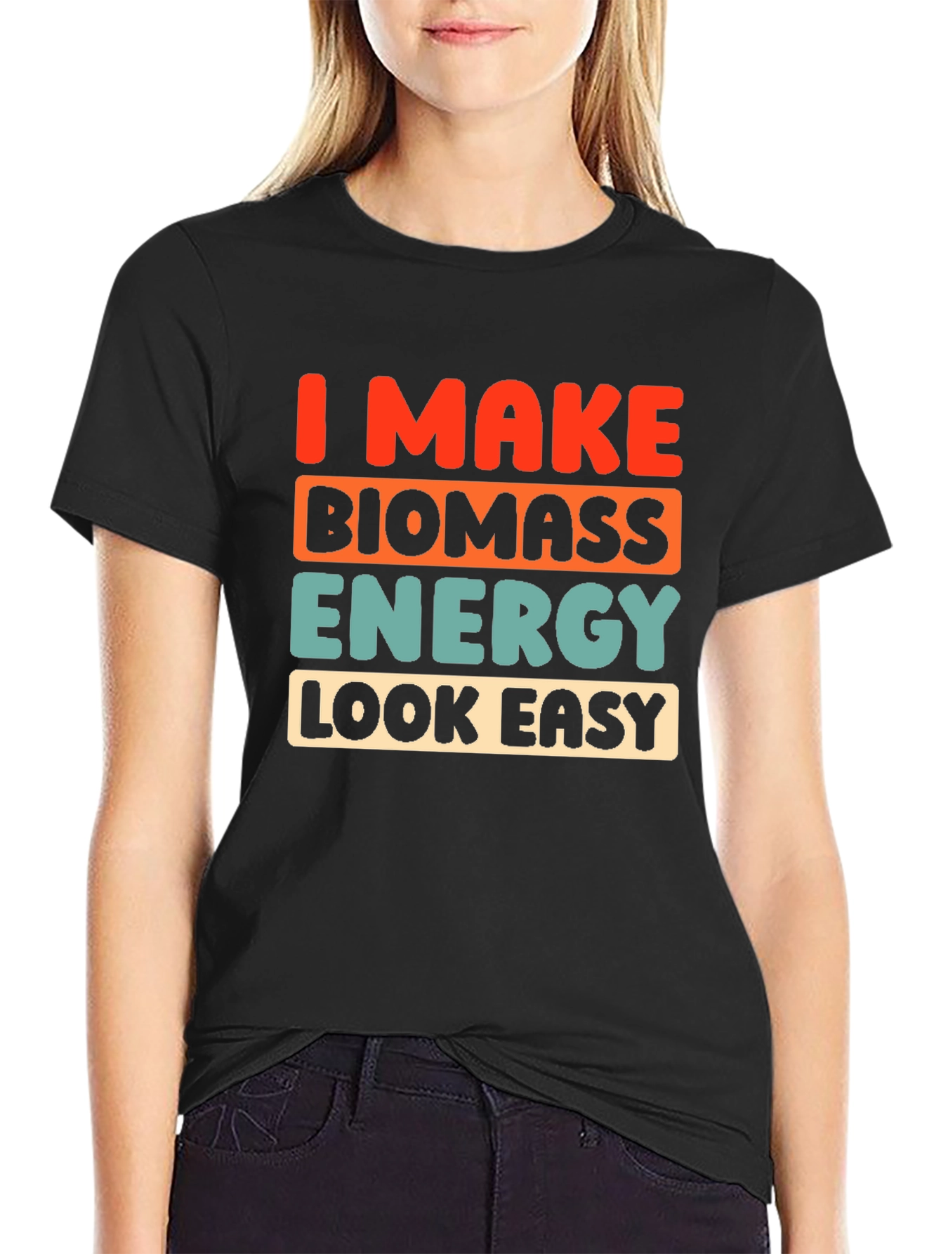 Black Biomass Energy T-Shirt - Funny Environmental Tee view 2